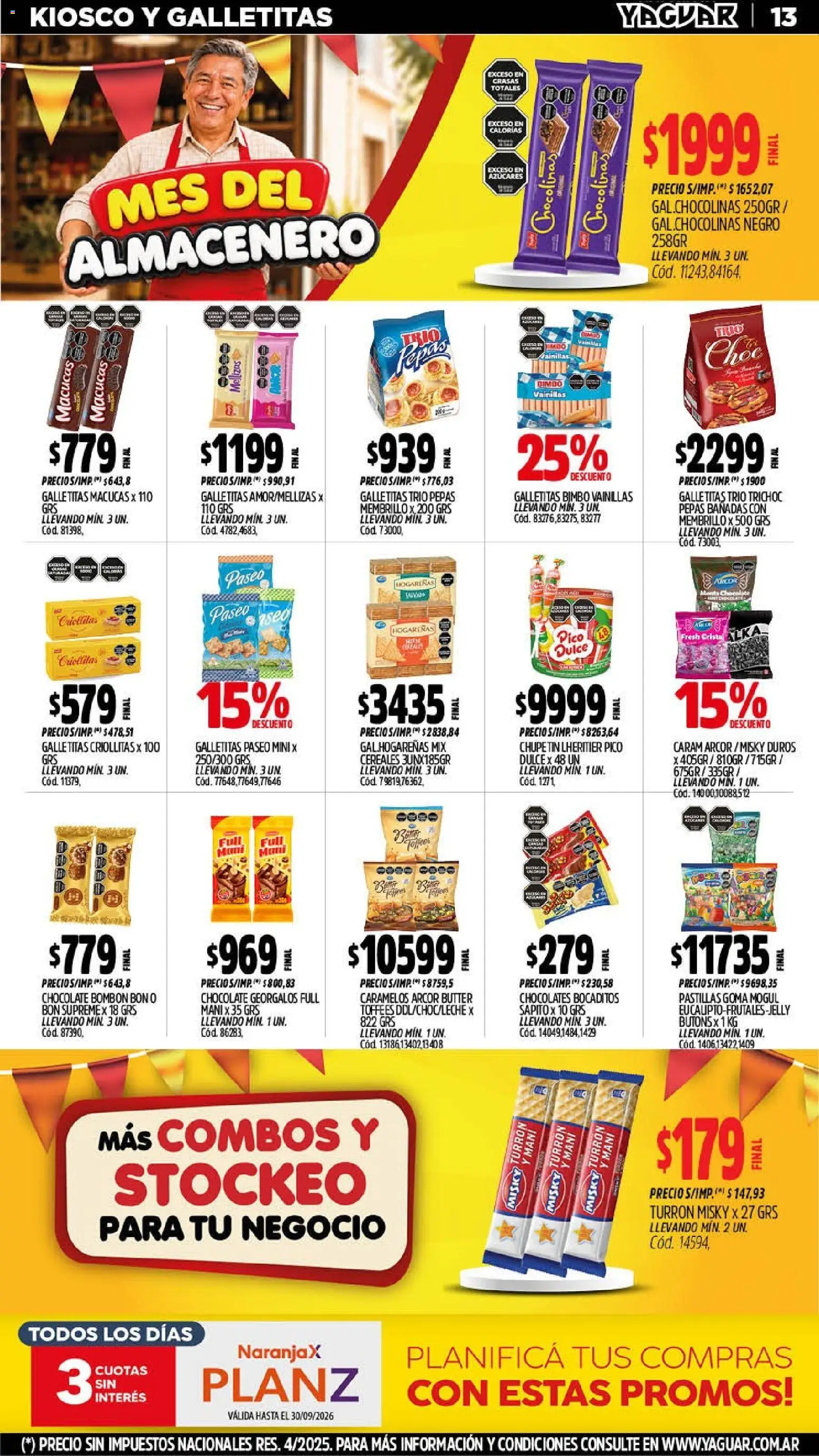 Yaguar - Oferta Semanal Trelew │ válido desde el 14/09/2026 | Página: 13 | Productos: Pico, Galletitas, Mani, Cereales