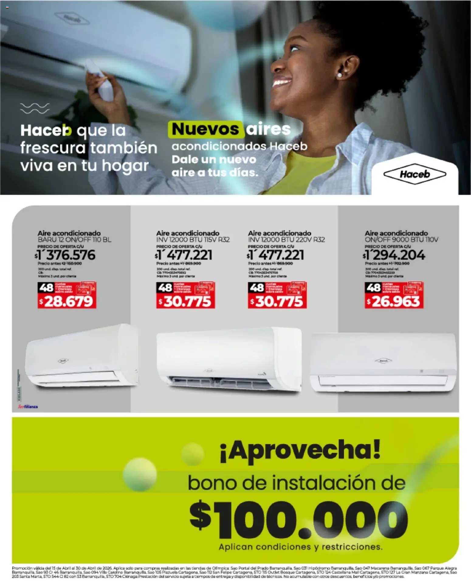 Olímpica revista - valida desde el 15.04.2026 | Página: 9 | Productos: Aire acondicionado, Manzana