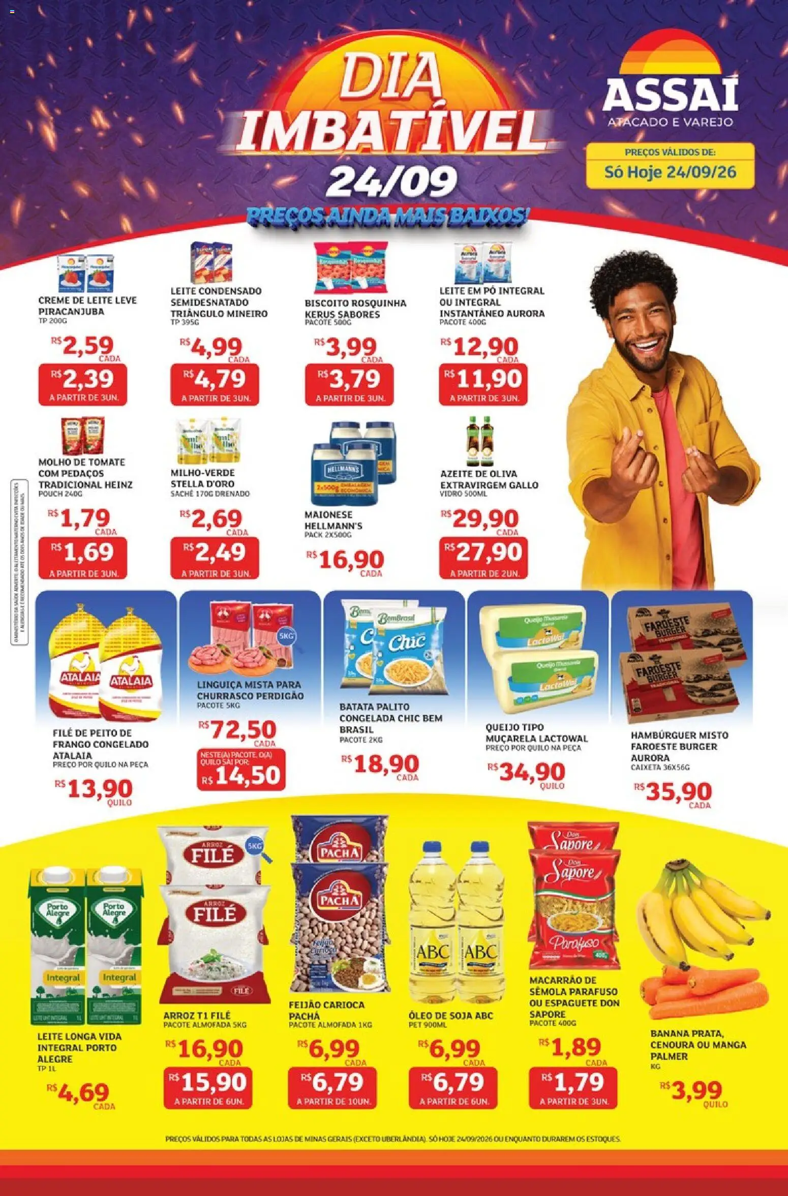 Assaí Atacadista Folheto - válido de 24/09/2026 | Página: 1 | Produtos: Leite, Creme, Maionese, Soja