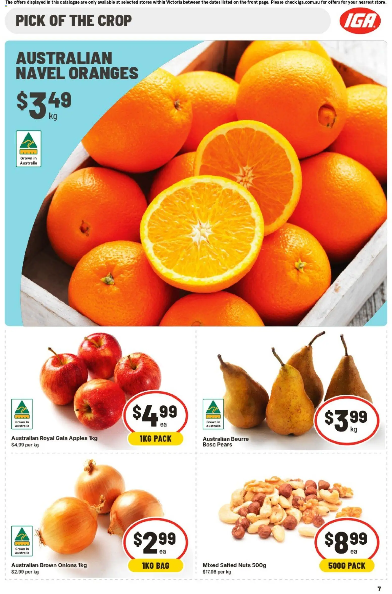 IGA catalogue - valid from 26/08/2026 | Page: 7 | Products: Apples, Oranges, Onions, Bag