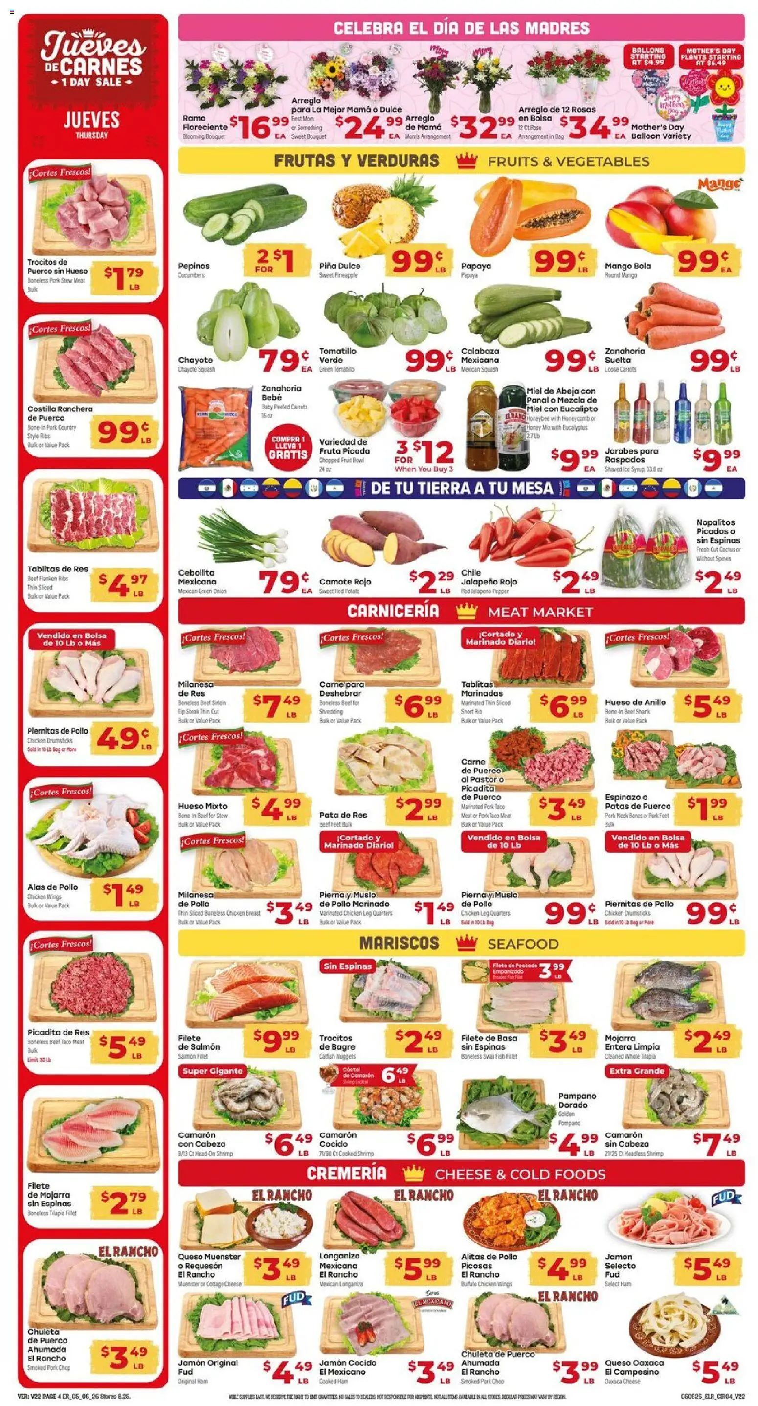 El Rancho Weekly Ad - valid from 06.05.2026 | Page: 4 | Products: Pork, Vegetables, Mango, Beet