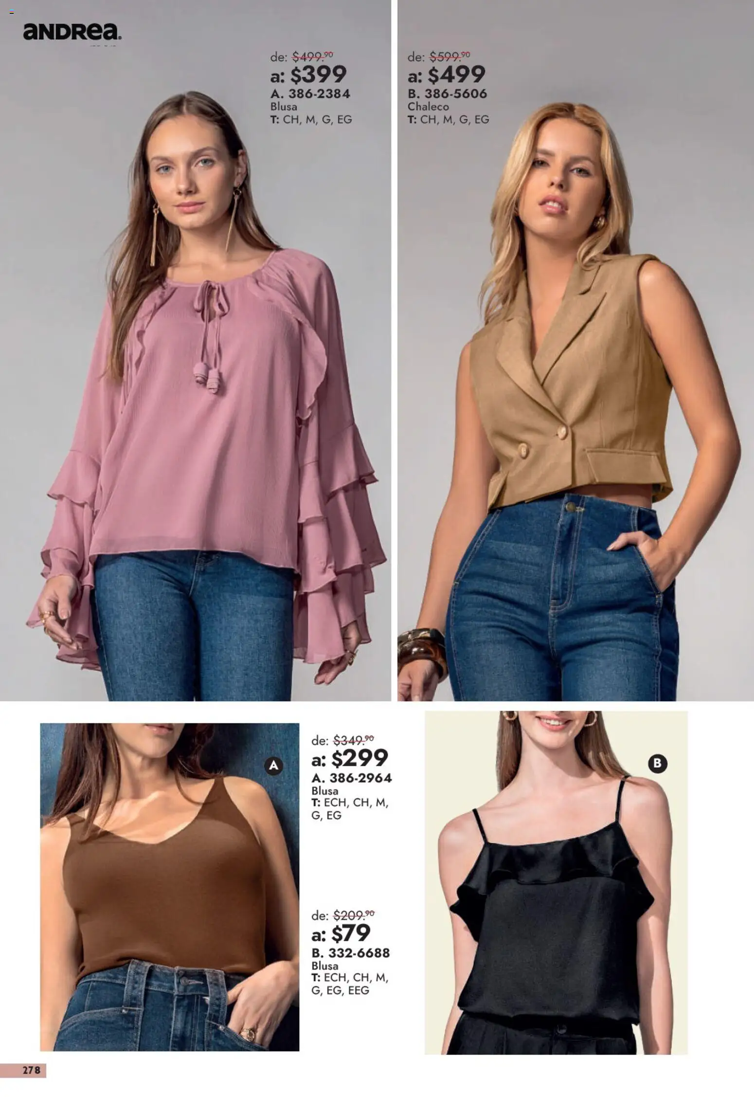 Nuevas ofertas de Andrea válidas en toda la República Mexicana desde el 13/09/2026. ¡Encuentra las mejores ofertas en Andrea catálogo Outlet! | Página: 278 | Productos: Blusa, Chaleco