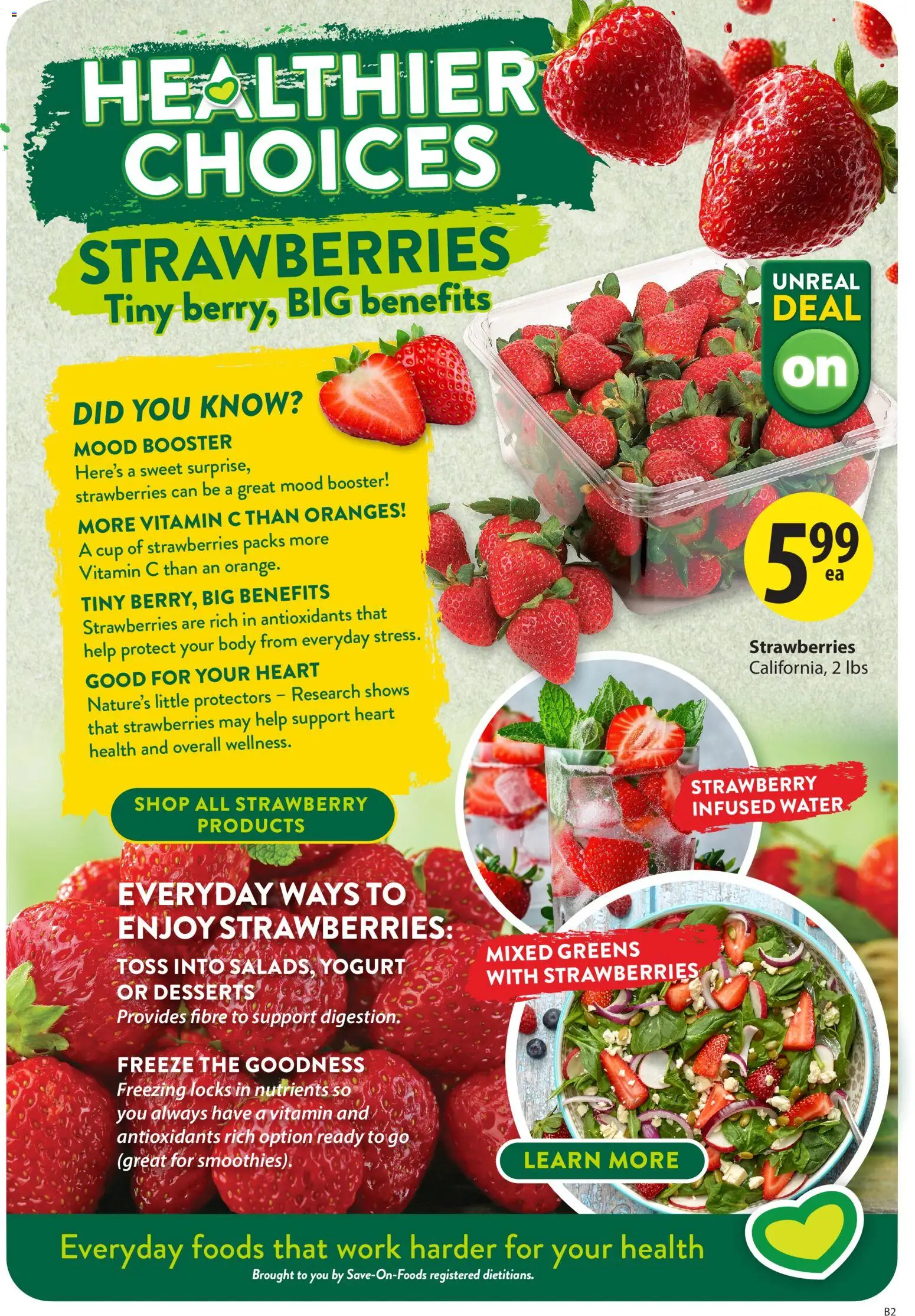 Save on foods flyer valid from 07.05.2026 | Page: 4 | Products: Strawberries, Yogurt, Oranges