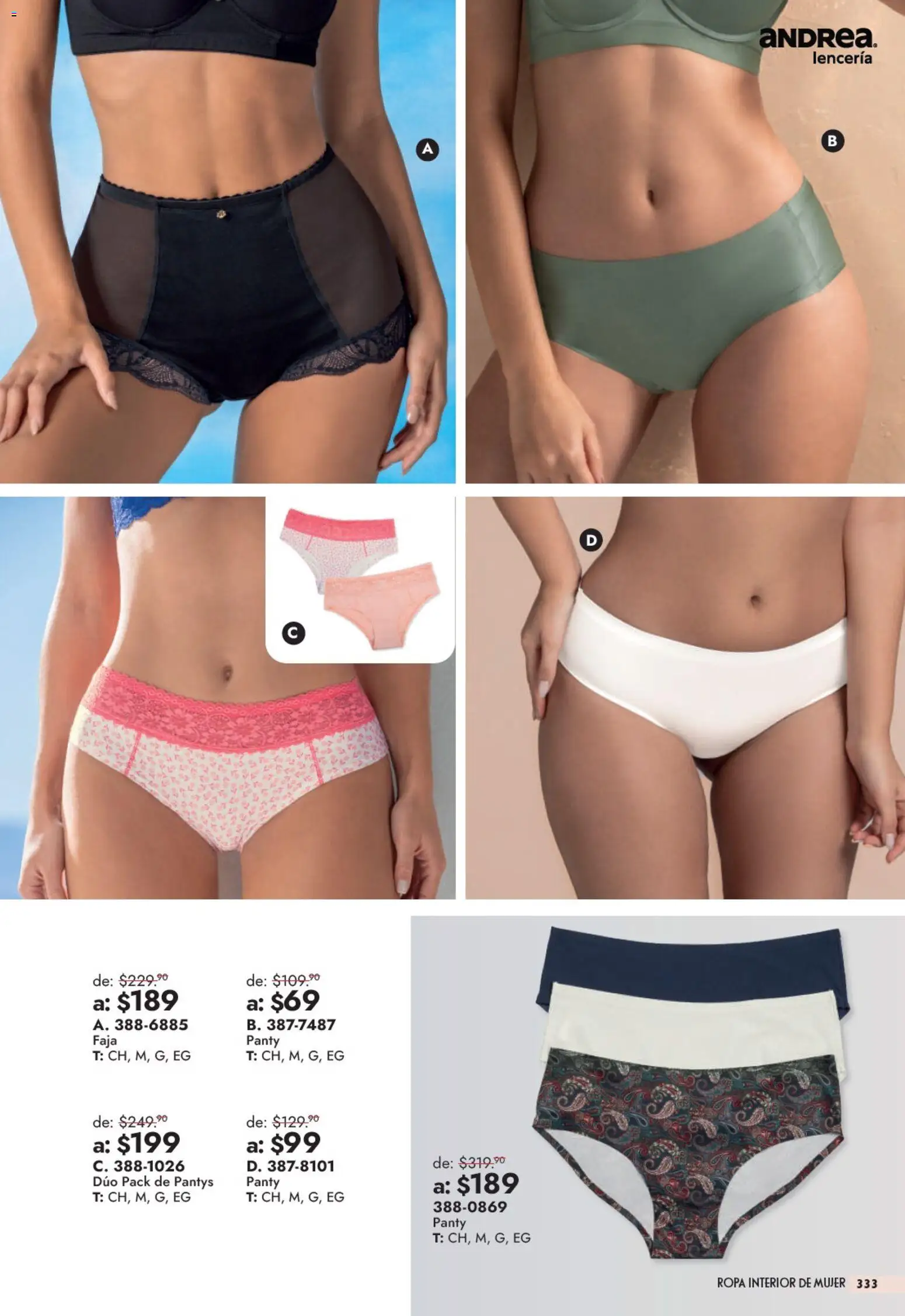 Nuevas ofertas de Andrea válidas en toda la República Mexicana desde el 13/09/2026. ¡Encuentra las mejores ofertas en Andrea catálogo Outlet! | Página: 333 | Productos: Ropa, Ropa interior, Lenceria, Faja