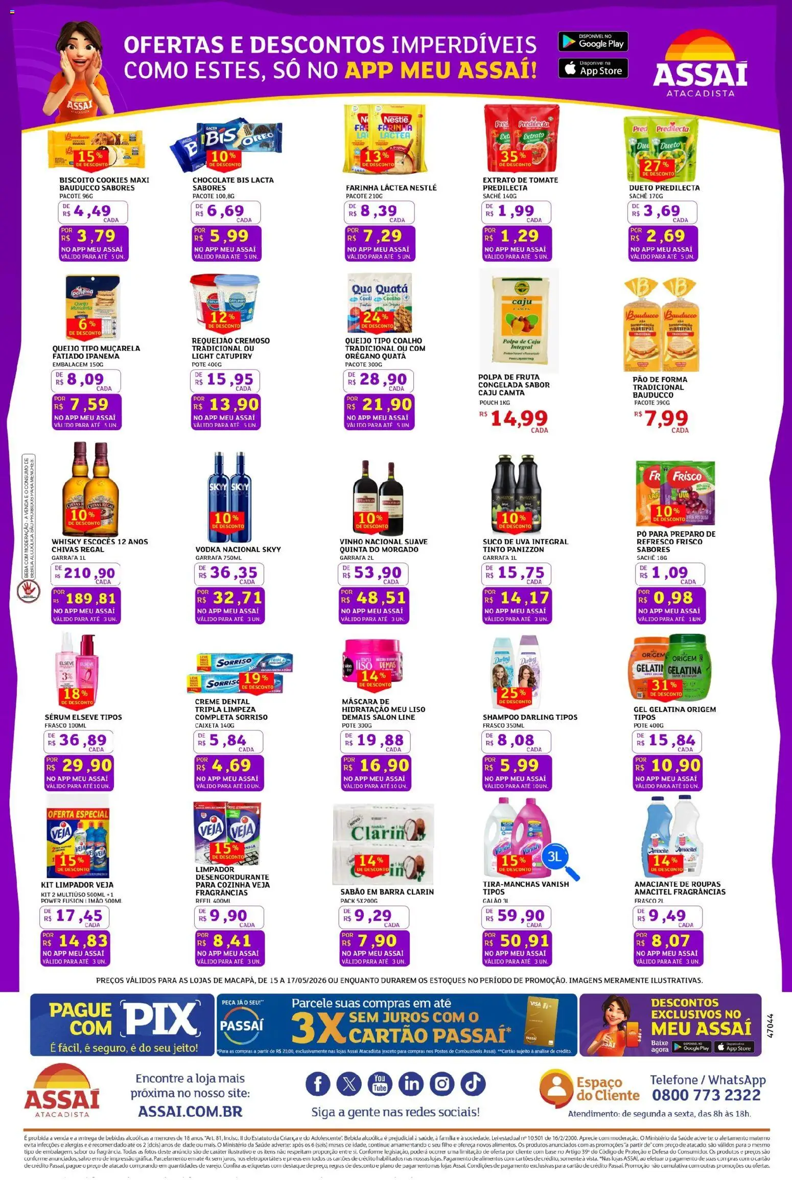 Assaí Atacadista Folheto - válido de 15.05.2026 | Página: 3 | Produtos: Pão, Chocolate, Vodka, Vanish