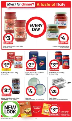 Preview of Coles catalogue - valid from 01/07/2026 | Page: 12 | Products: Pizza, Tomatoes, Pasta, Olives