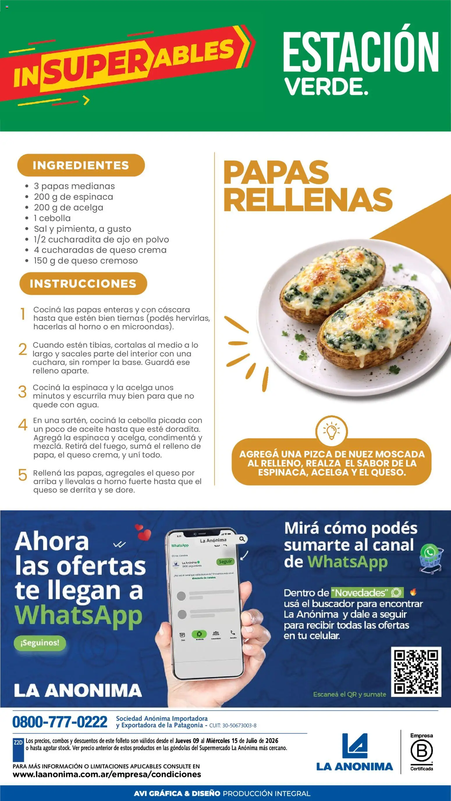 La Anonima catálogo │ válido desde el 09/07/2026 | Página: 8 | Productos: Horno, Acelga, Polvo, Nuez