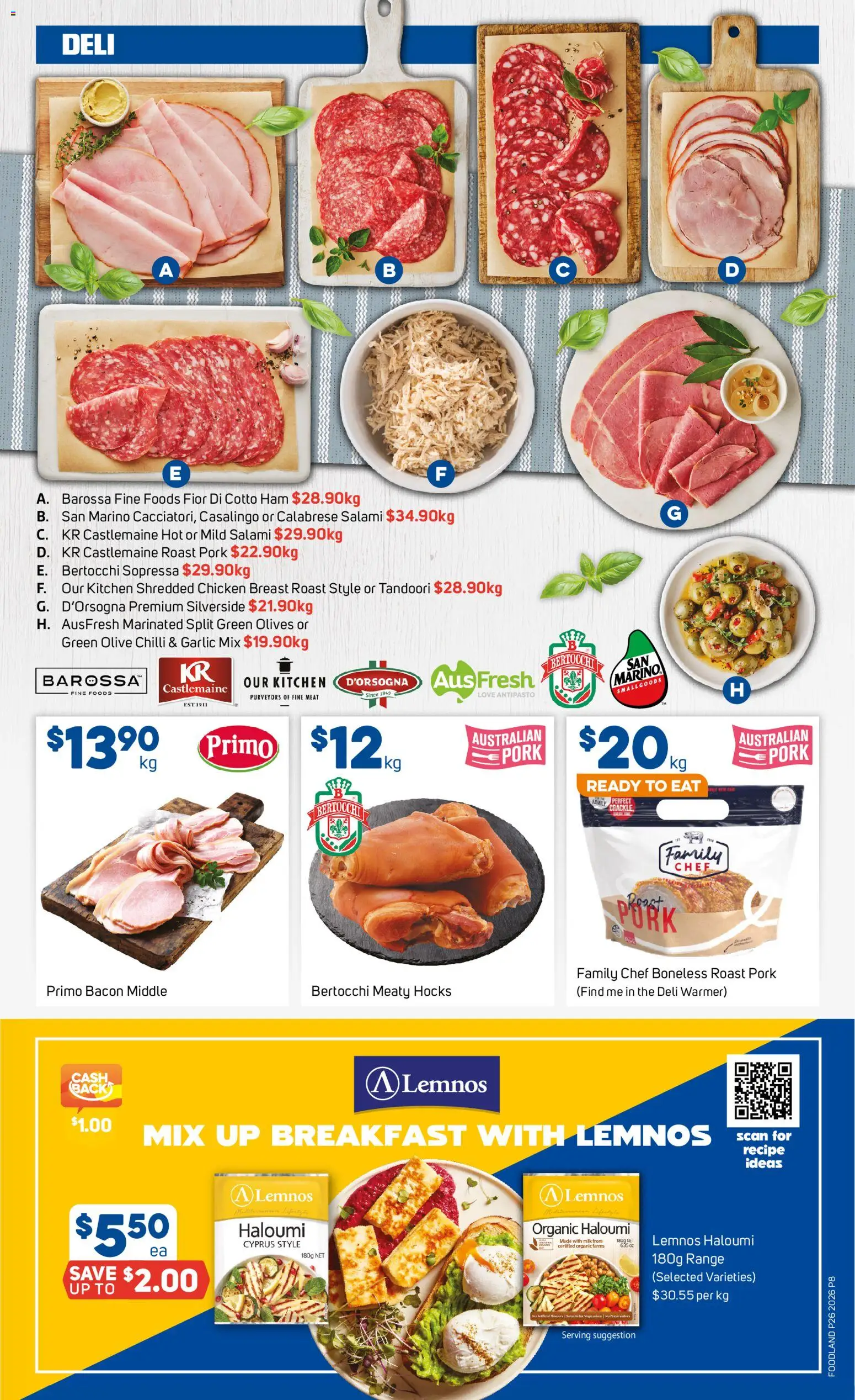 Foodland catalogue - valid from 24/06/2026 | Page: 8 | Products: Milk, Salami, Pork, Meat