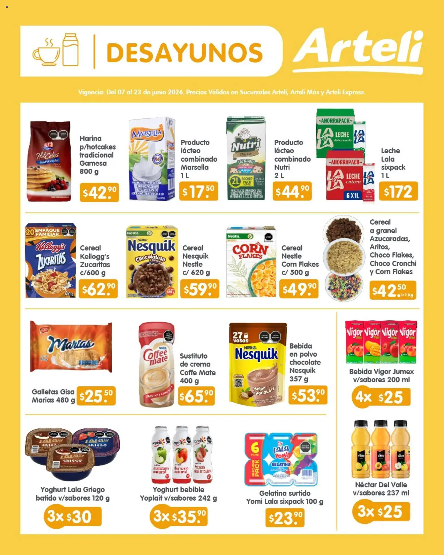 Nuevas ofertas de Arteli válidas en toda la República Mexicana desde el 07.06.2026. ¡Encuentra las mejores ofertas en Arteli folleto Quincenal! | Página: 3 | Productos: Leche, Fresas, Mate, Polvo