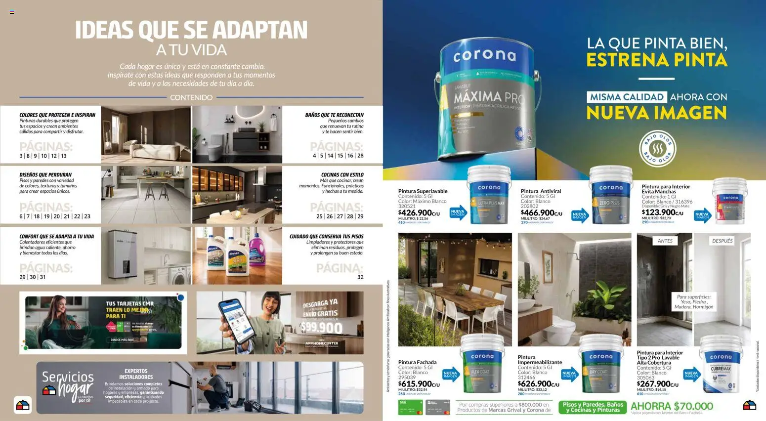 Homecenter revista - valida desde el 08/09/2026 | Página: 2 | Productos: Agua, Pintura, Bajo, Impermeabilizante