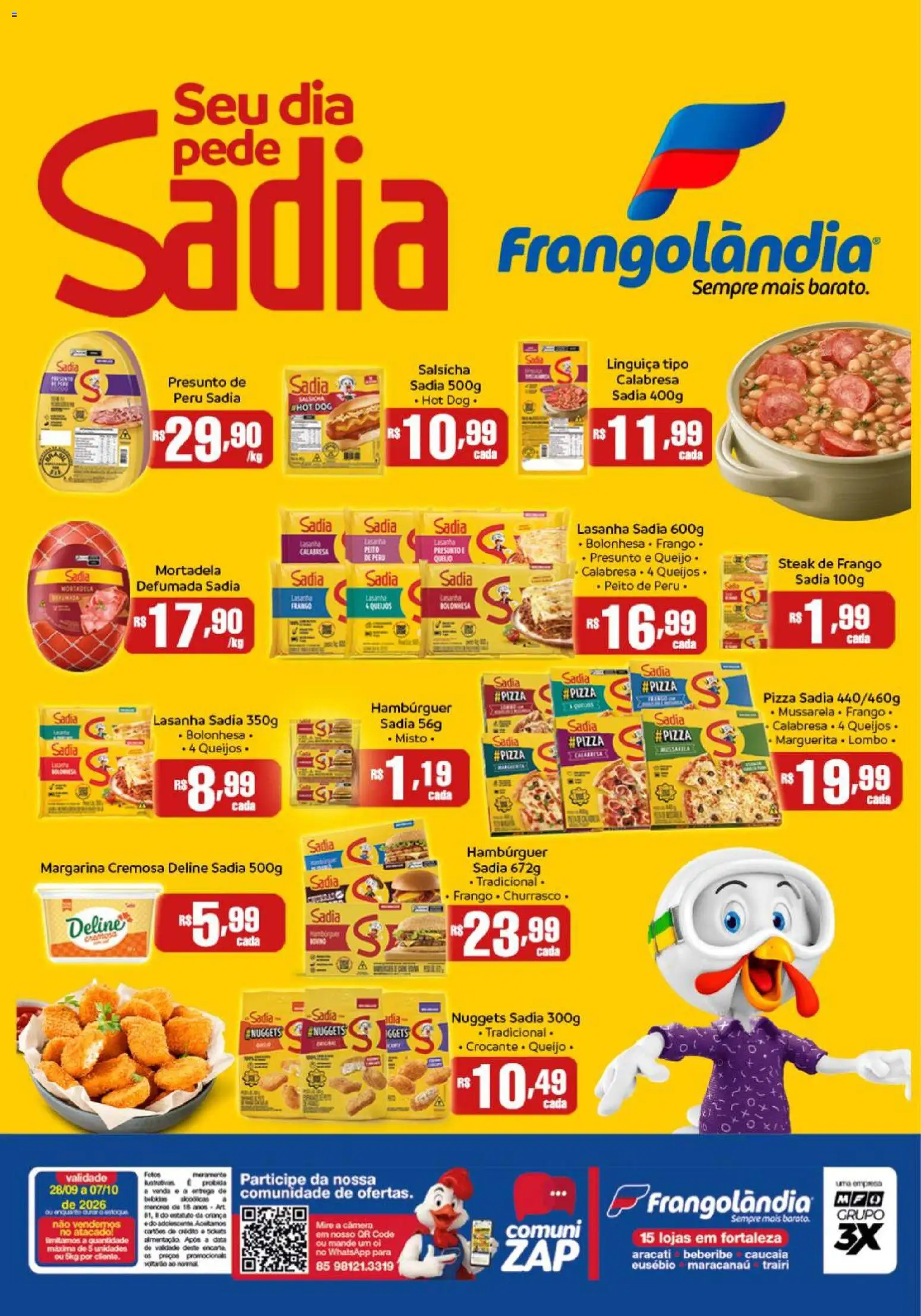 Frangolândia Folheto - válido de 28/09/2026 | Página: 8 | Produtos: Steak, Linguiça, Pizza, Frango
