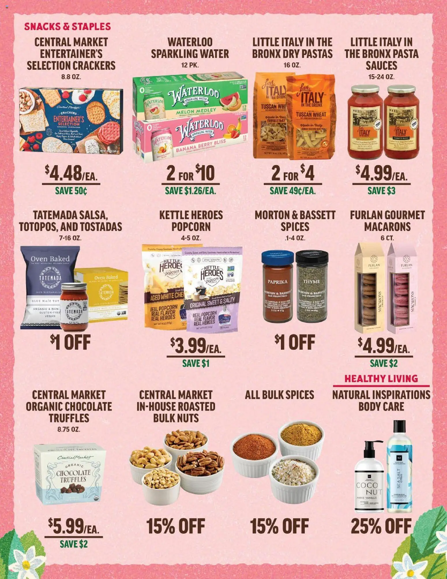 Central Market Weekly Ad - valid from 06.05.2026 | Page: 4 | Products: Pasta, Nuts, Spices, Melon