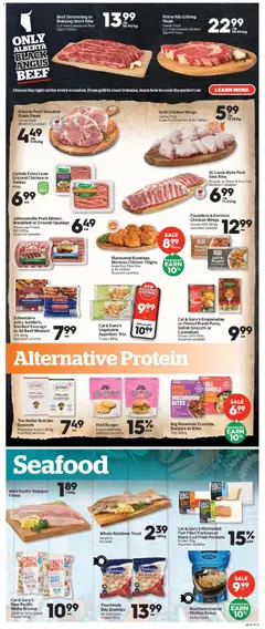 Preview of Calgary Co-op weekly flyer / circulaire from shop Calgary Co-op valid from Jul 9, 2026 | Page: 6 | Products: Fish, Beef, Chicken wings, Pork