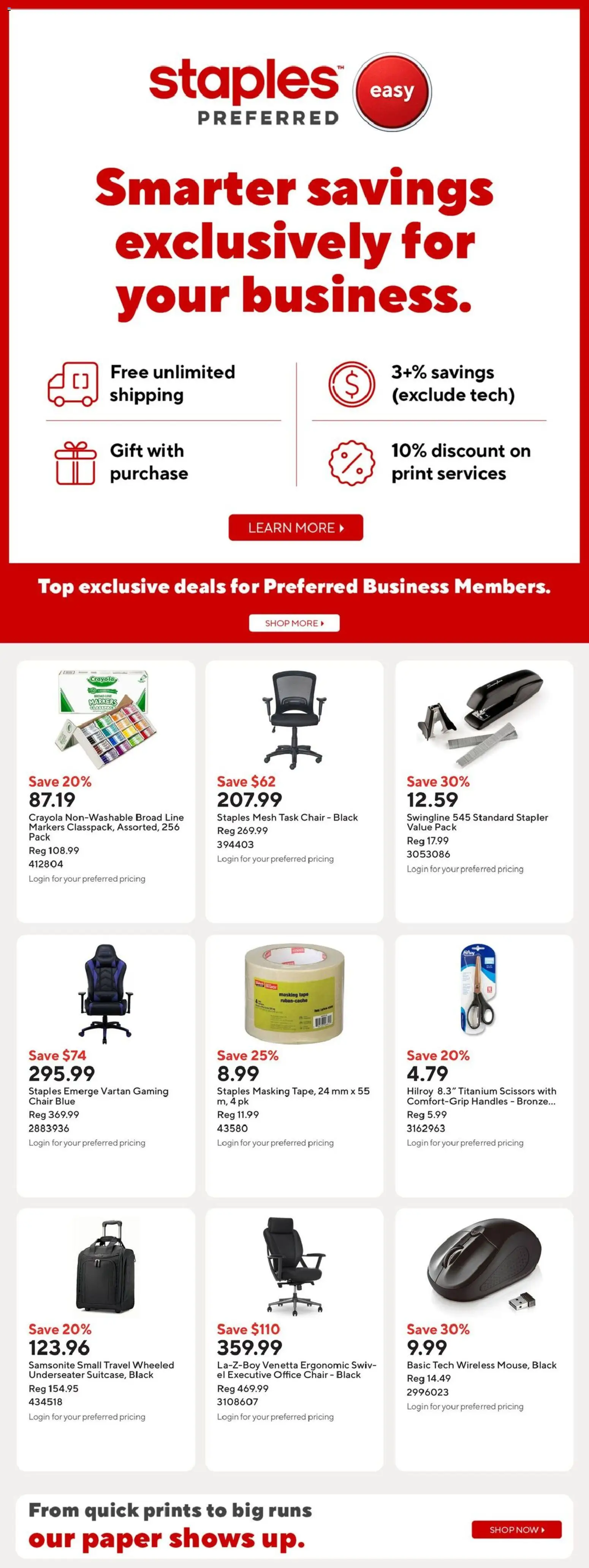 Staples flyer valid from Aug 21, 2026 | Page: 16 | Products: Stapler, Chair