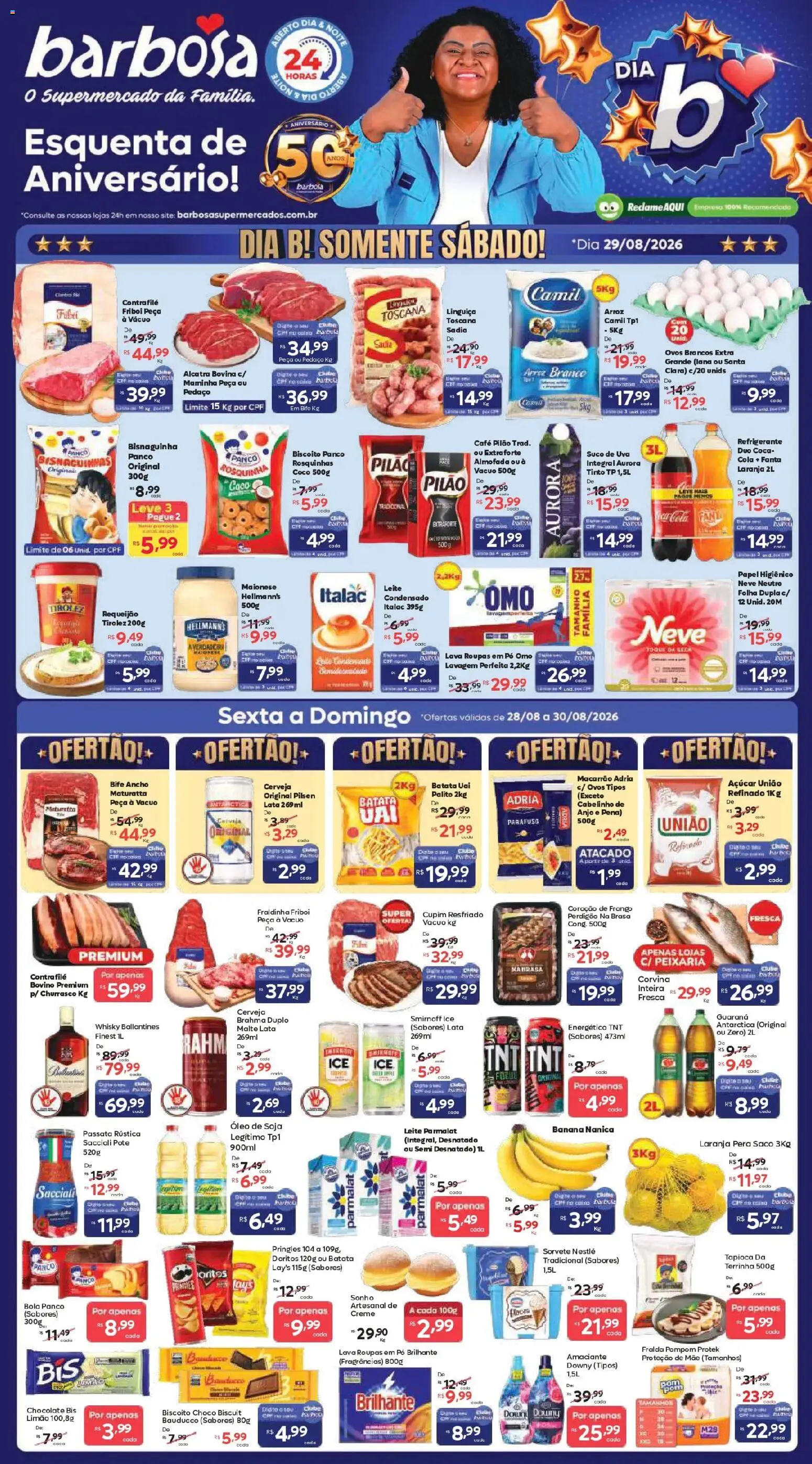 Barbosa Supermercados Folheto - válido de 28/08/2026 | Página: 1 | Produtos: Coco, Coração de frango, Leite, Creme