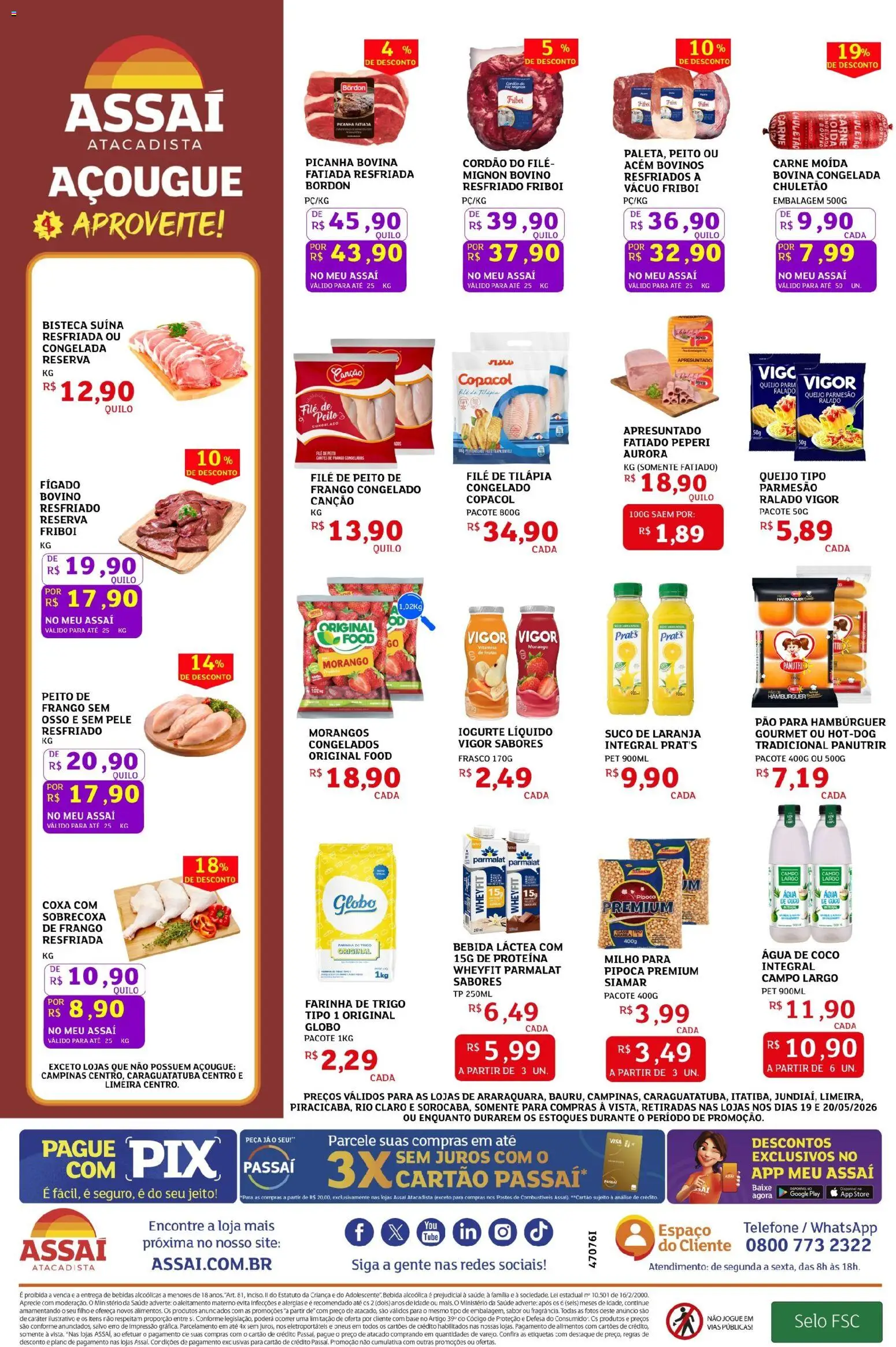 Assaí Atacadista Folheto - válido de 19.05.2026 | Página: 2 | Produtos: Água de coco, Suco, Chuletão, Filé de tilápia