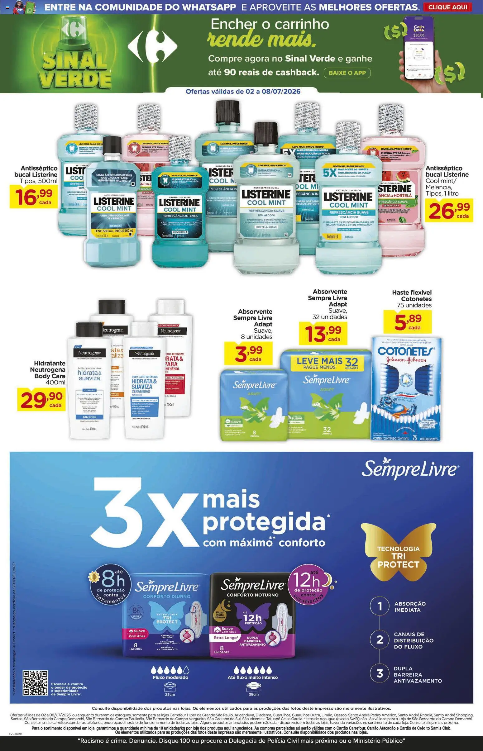 Carrefour Folheto - válido de 02/07/2026 | Página: 3 | Produtos: Hortelã, Carrinho, Body, Sempre Livre