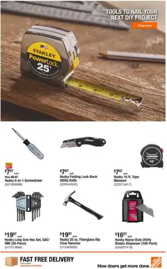 Preview of Home Depot weekly ads valid from 09/10/2026 | Page: 9 | Products: Utility Knife, Screwdriver, Hammer, Tools
