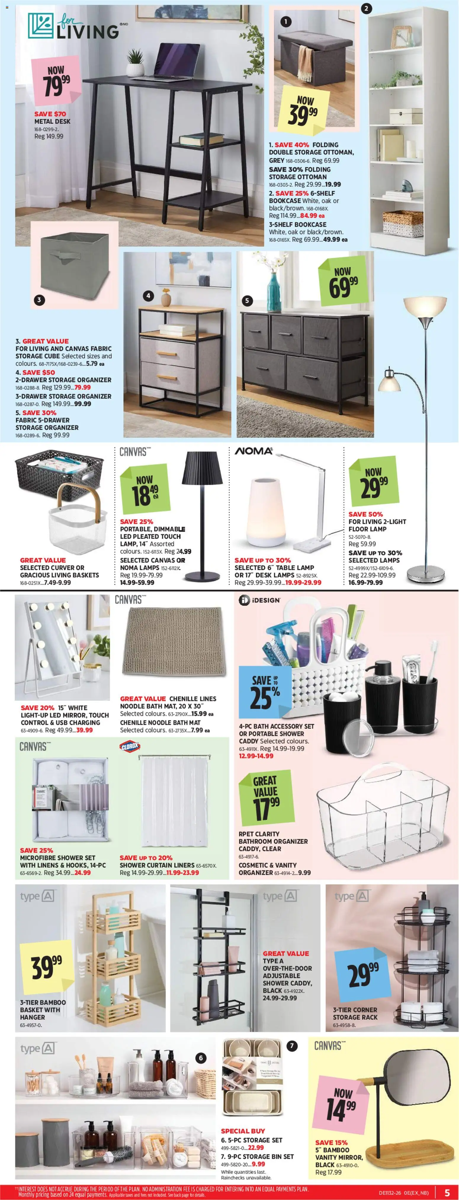 Canadian Tire flyer valid from Aug 6, 2026 | Page: 6 | Products: Table, Bath, Basket, Lamp