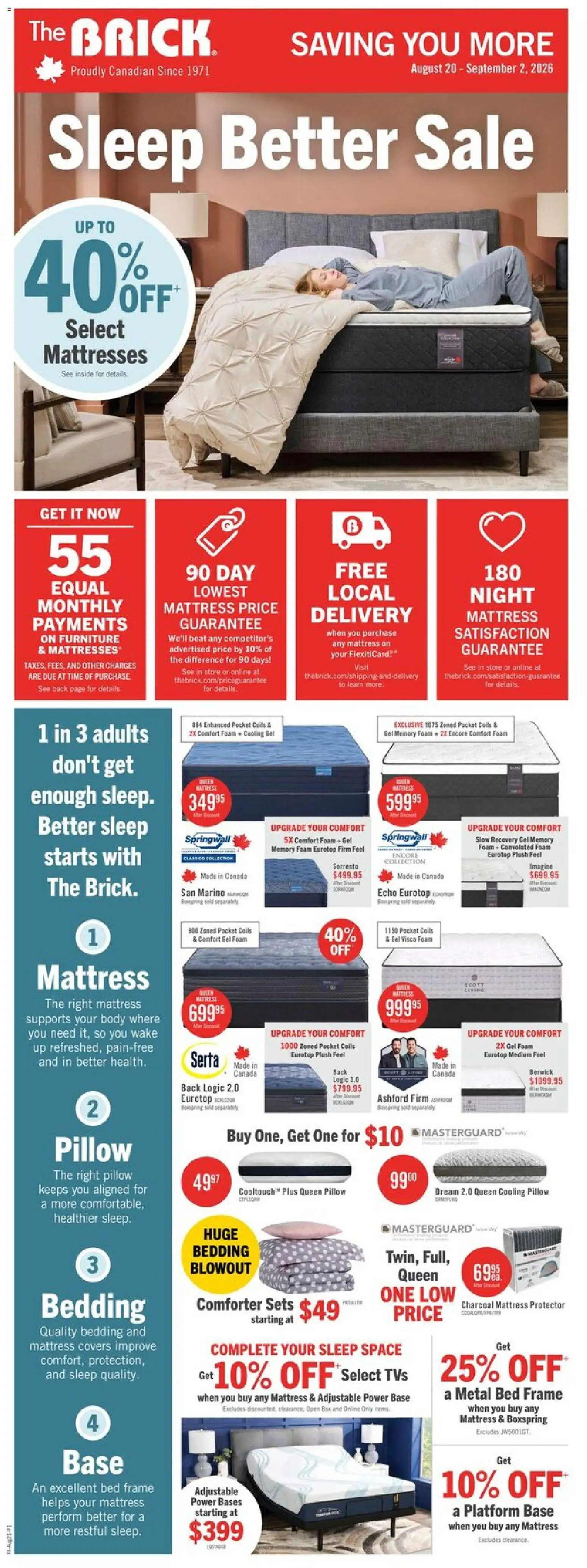 The Brick flyer valid from Aug 20, 2026 | Page: 3 | Products: Foam, Mattresses, Mattress, Box