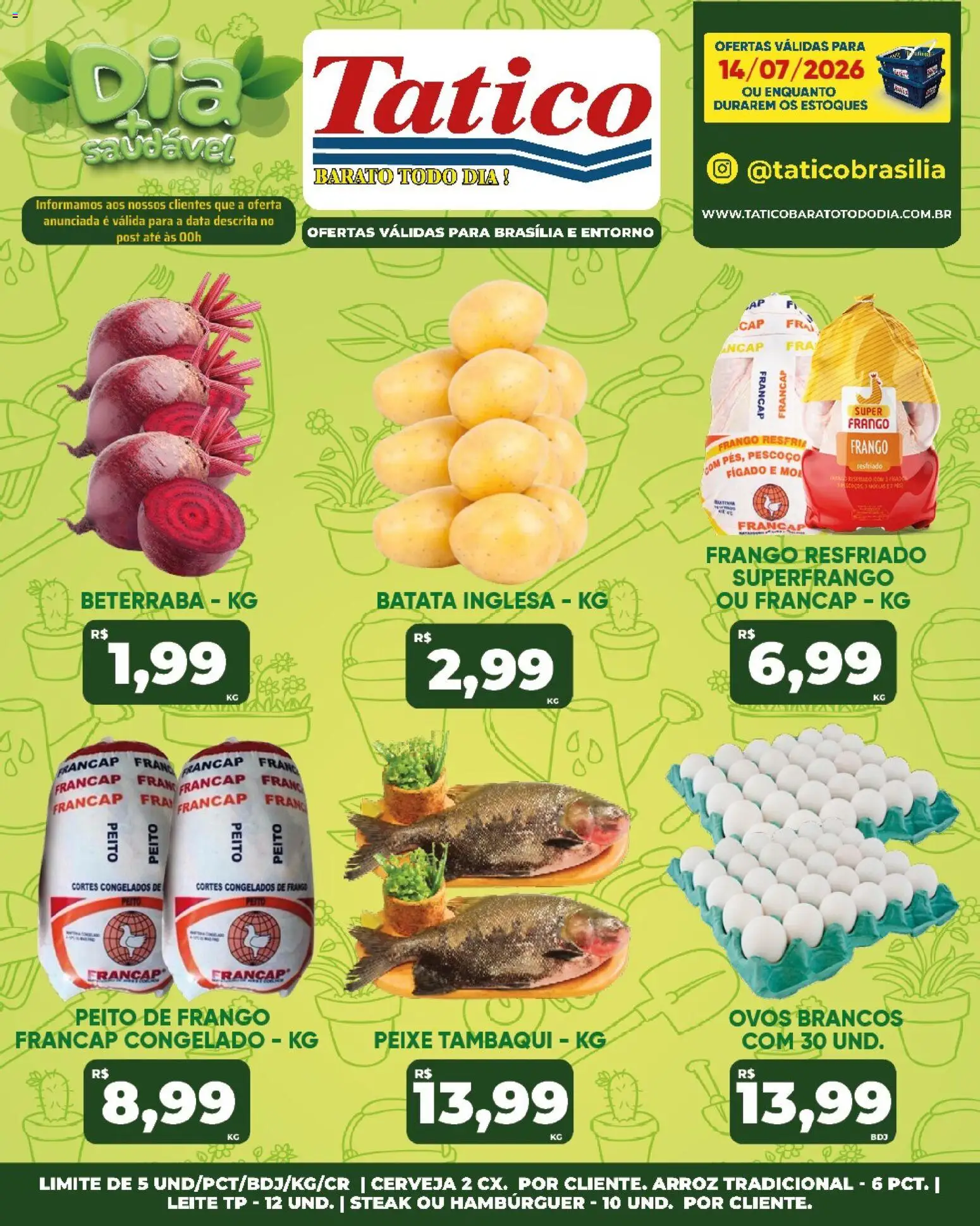 Tatico Folheto - válido de 14/07/2026 | Página: 18 | Produtos: Beterraba, Ovos, Arroz, Peixe