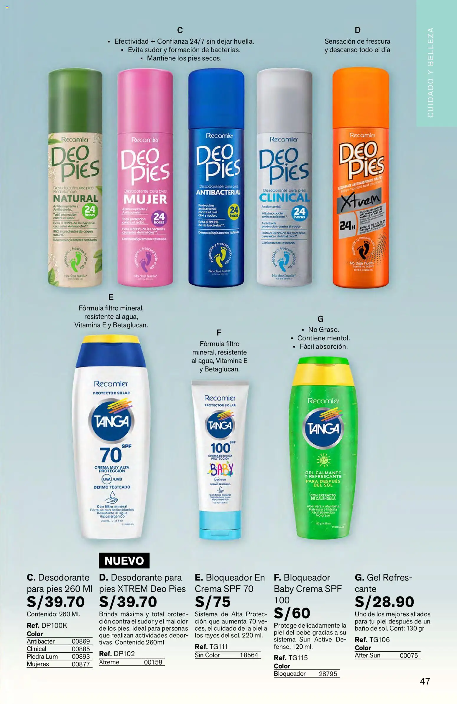 Catálogo Leonisa válido desde 04.06.2026 | Página: 47 | Productos: Protector solar, Desodorante, Antitranspirante, Baño