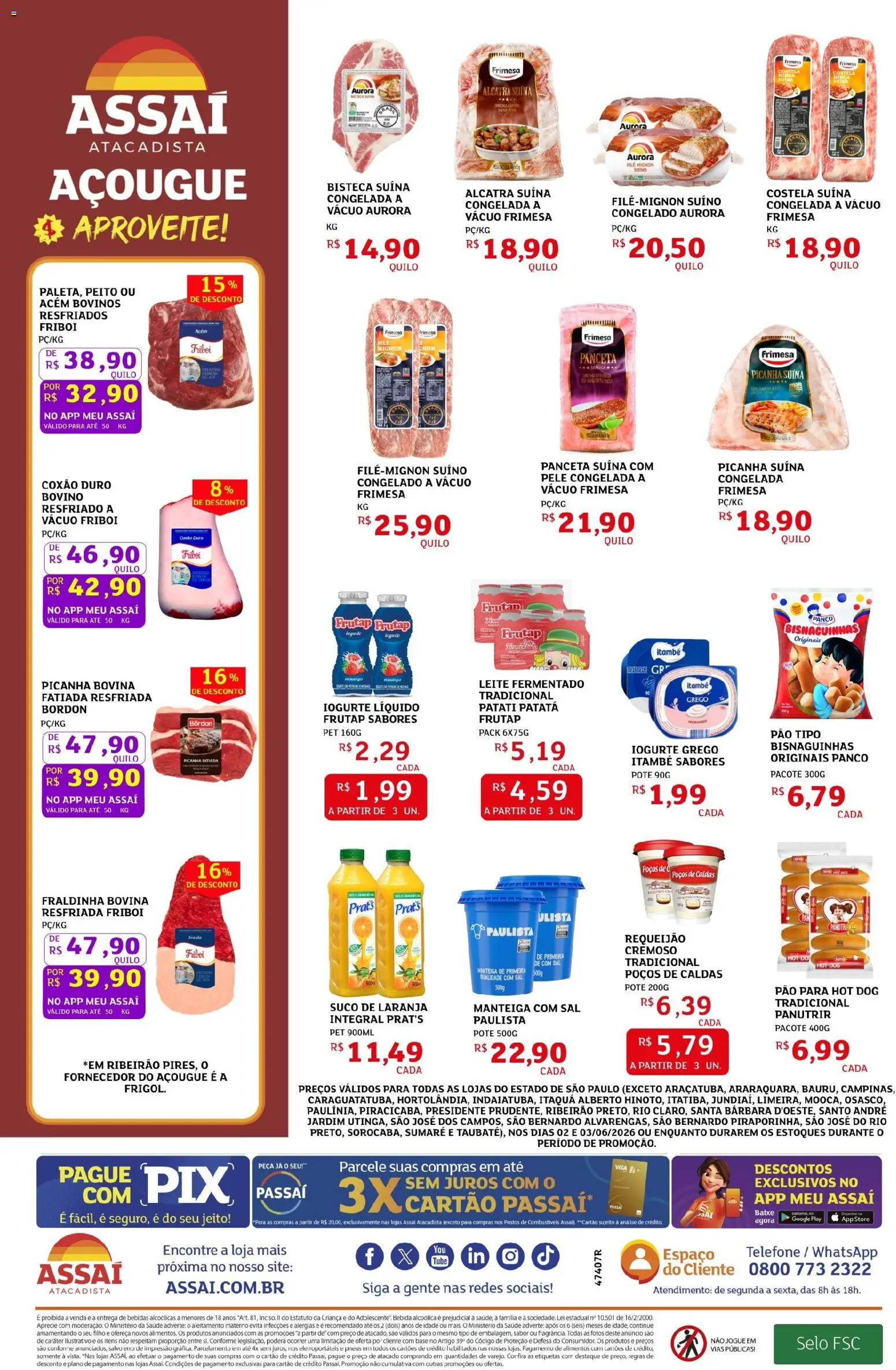 Assaí Atacadista Folheto - válido de 02.06.2026 | Página: 2 | Produtos: Alcatra, Filé mignon, Sal, Leite fermentado