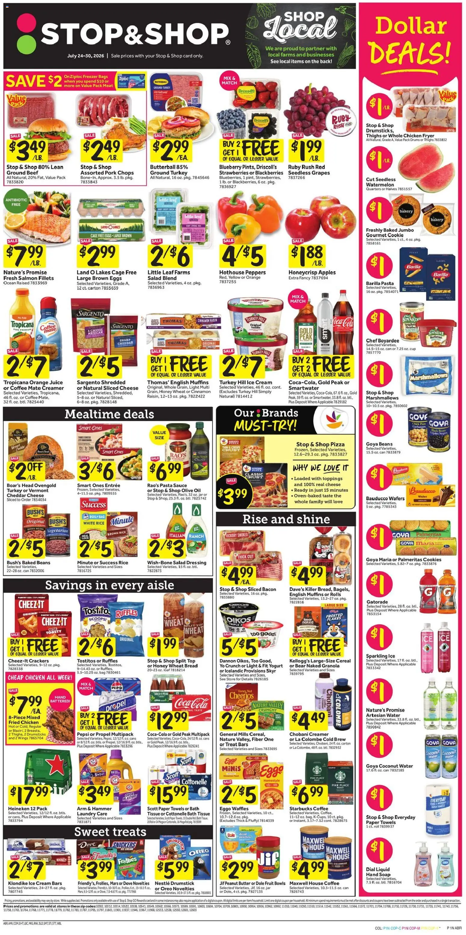 Stop & Shop Weekly Circular - NY - valid from 07/24/2026 | Page: 1 | Products: Pin, Coffee, Beef, Ice cream