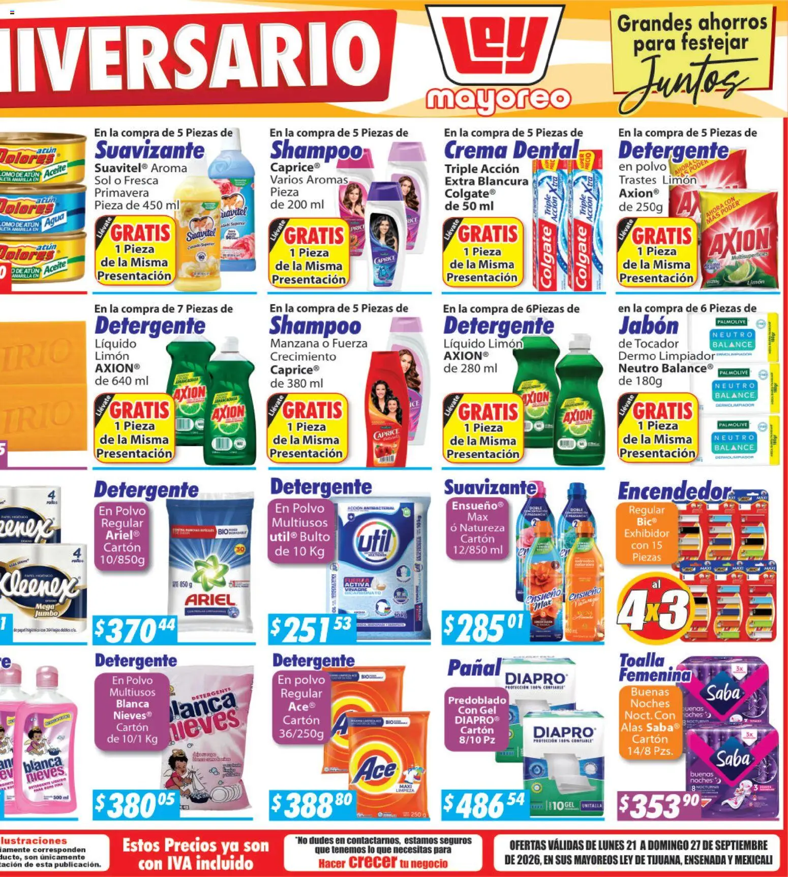 Nuevas ofertas de Casa Ley válidas en toda la República Mexicana desde el 21/09/2026. ¡Encuentra las mejores ofertas en Casa Ley folleto Frontera! | Página: 2 | Productos: Detergente, Atún, Manzana, Agua