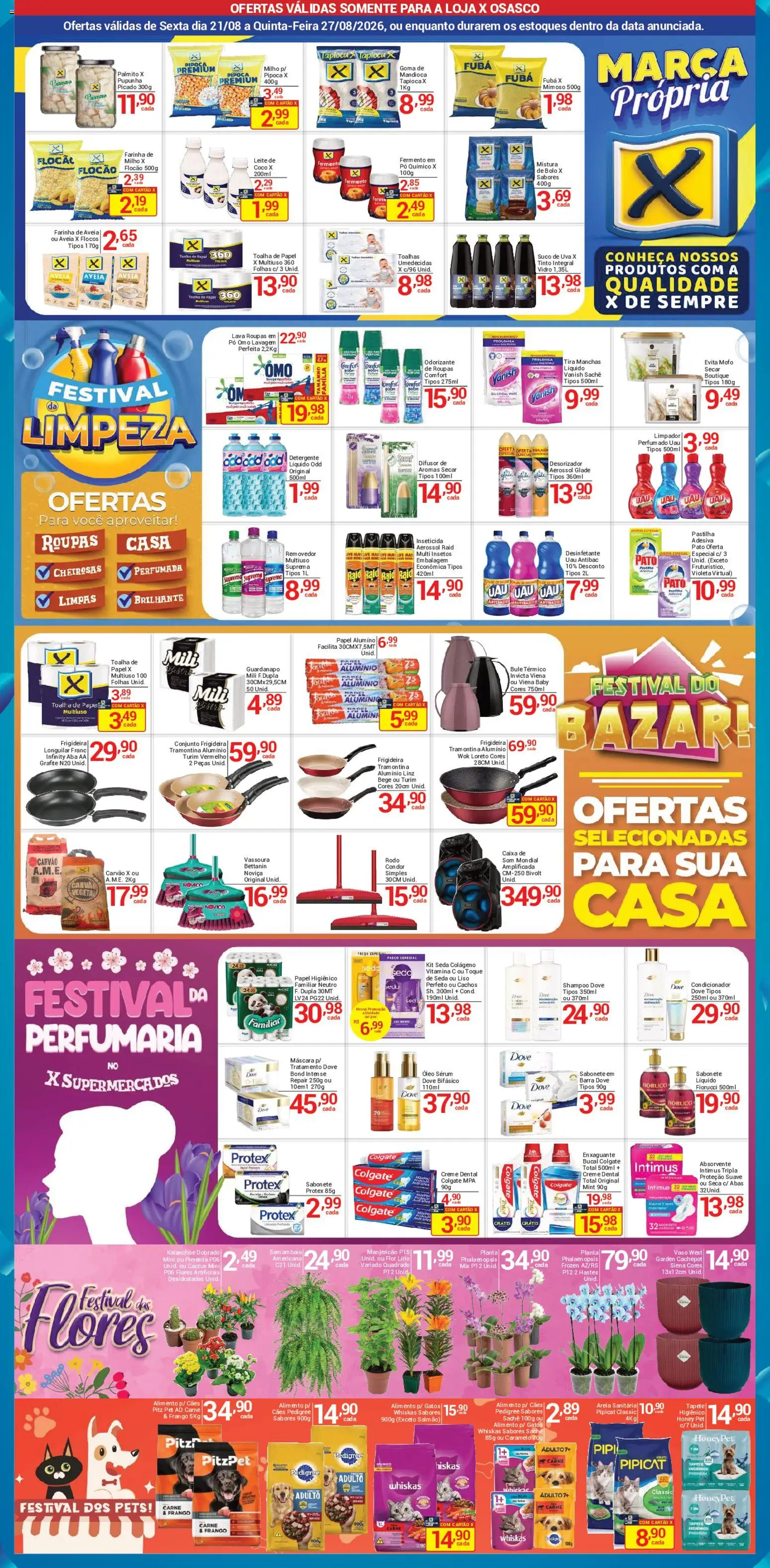 X Supermercados Folheto - válido de 21/08/2026 | Página: 3 | Produtos: Pó, Palmito, Carne, Roupas