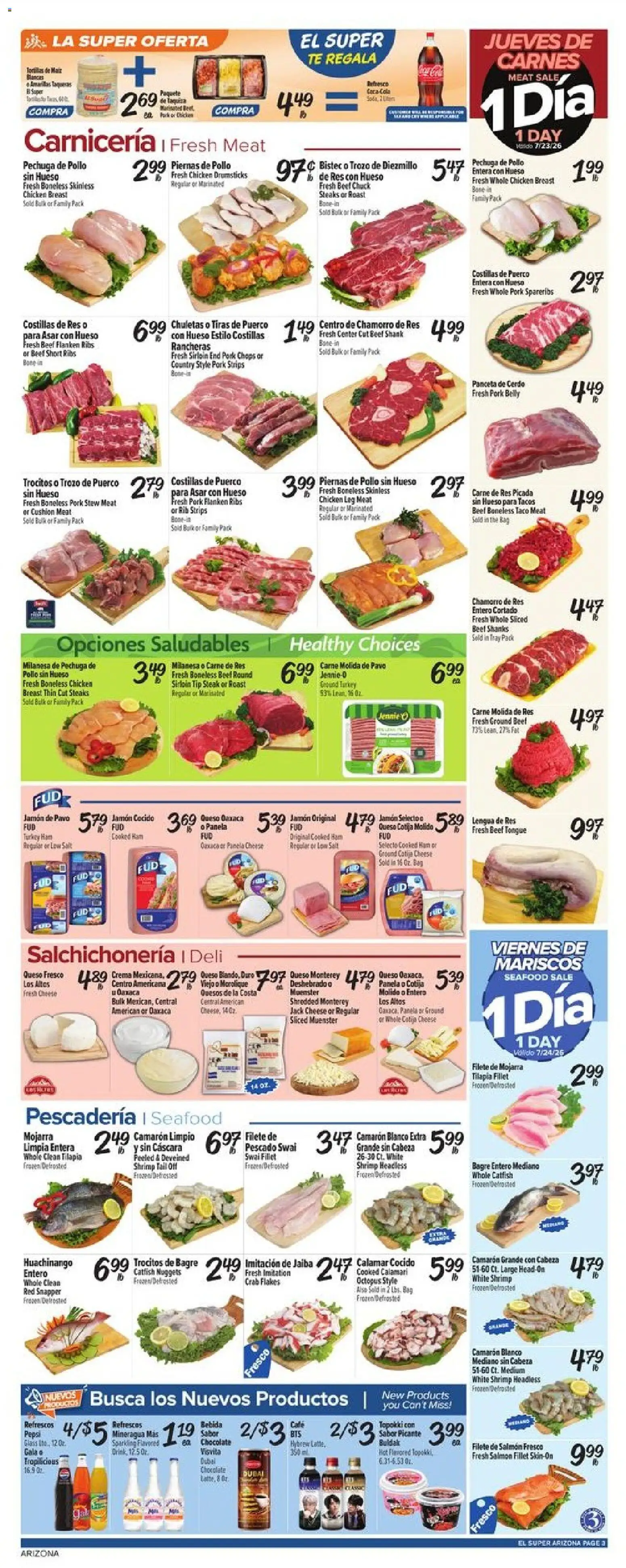 El Super Weekly Ad - AK - valid from 07/22/2026 | Page: 3 | Products: Ham, Pork, Beef, Bag