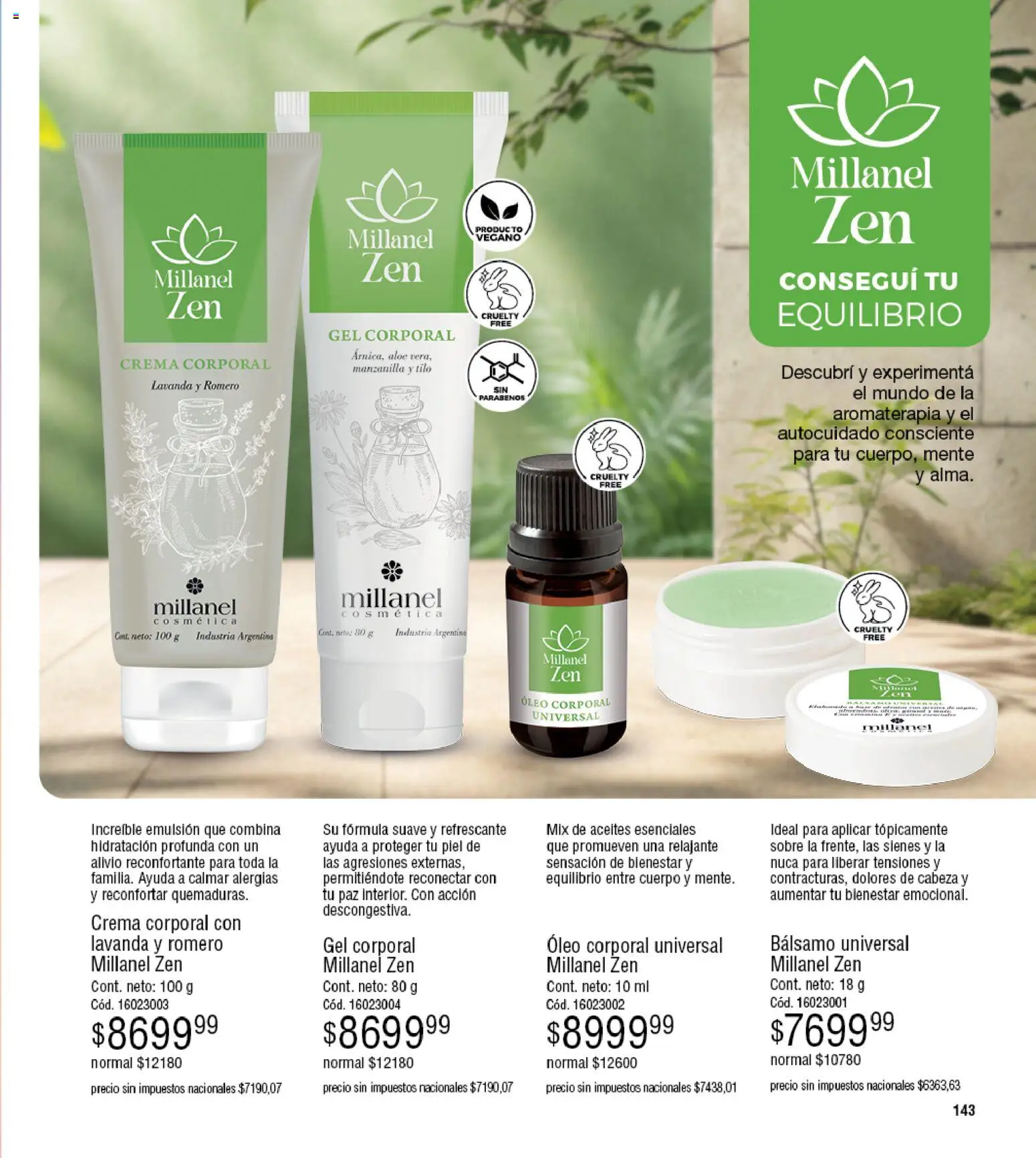 Millanel - Catálogo │ válido desde el 27.04.2026 | Página: 143 | Productos: Sobre, Emulsión, Bálsamo, Crema