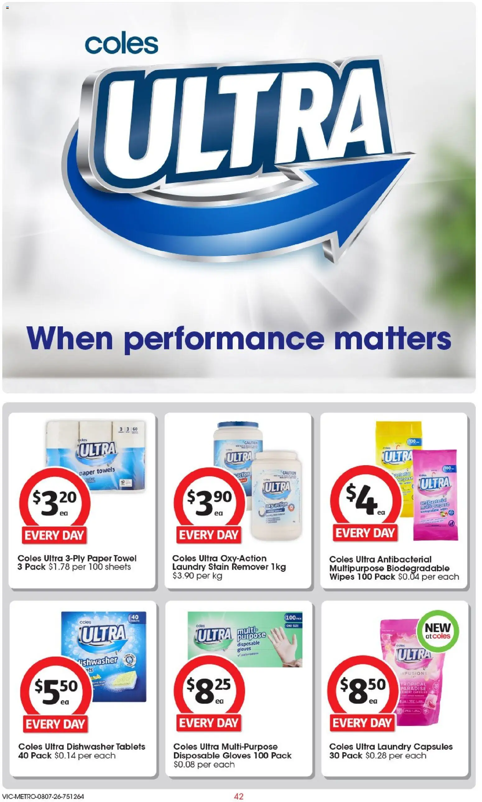 Coles catalogue - valid from 08/07/2026 | Page: 42 | Products: Towels, Dishwasher tablets, Dishwasher, Tablets