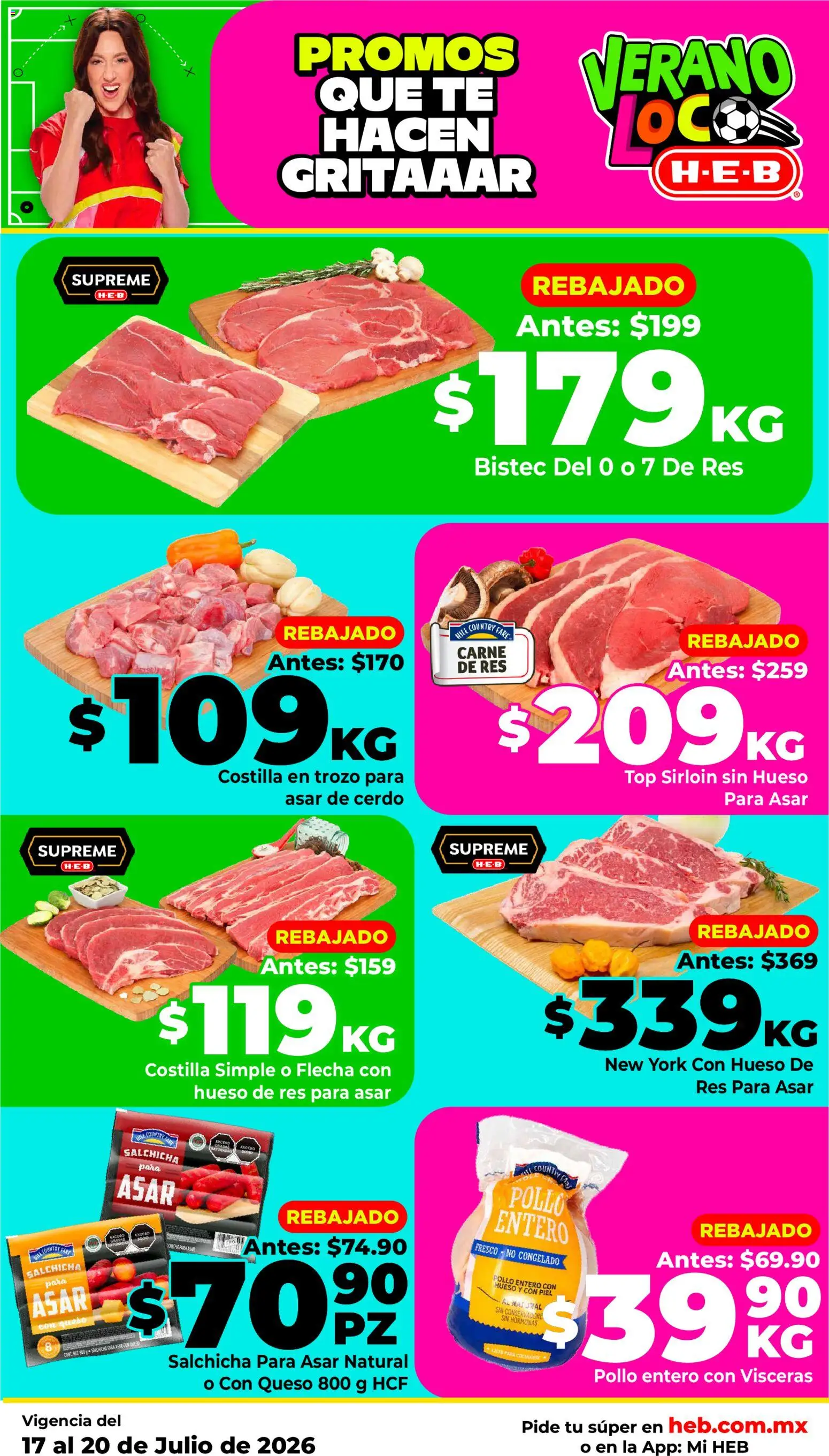 Nuevas ofertas de H-E-B válidas en toda la República Mexicana desde el 17/07/2026. ¡Encuentra las mejores ofertas en H-E-B folleto! | Página: 4 | Productos: Queso, Cerdo, Top, Té