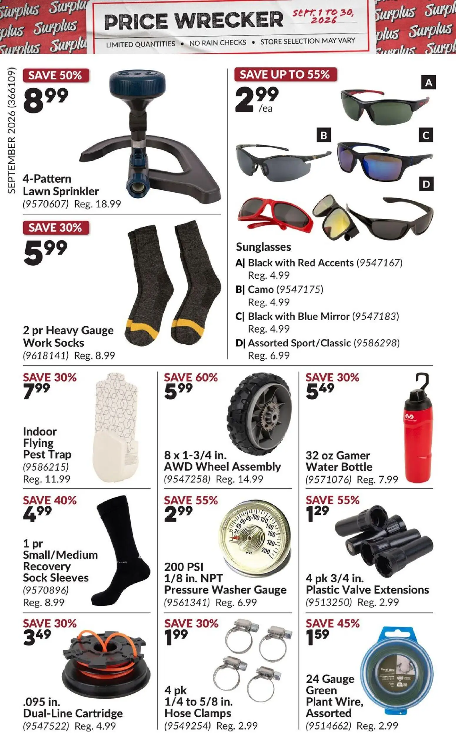 Princess Auto flyer valid from Sep 1, 2026 | Page: 31 | Products: Water, Mirror, Socks