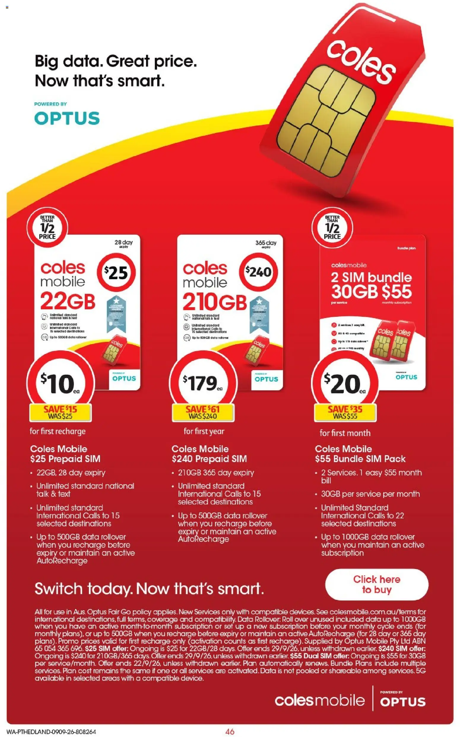 Coles catalogue - valid from 09/09/2026 | Page: 46 | Products: Phone, Smartphone, Portable, Mobile