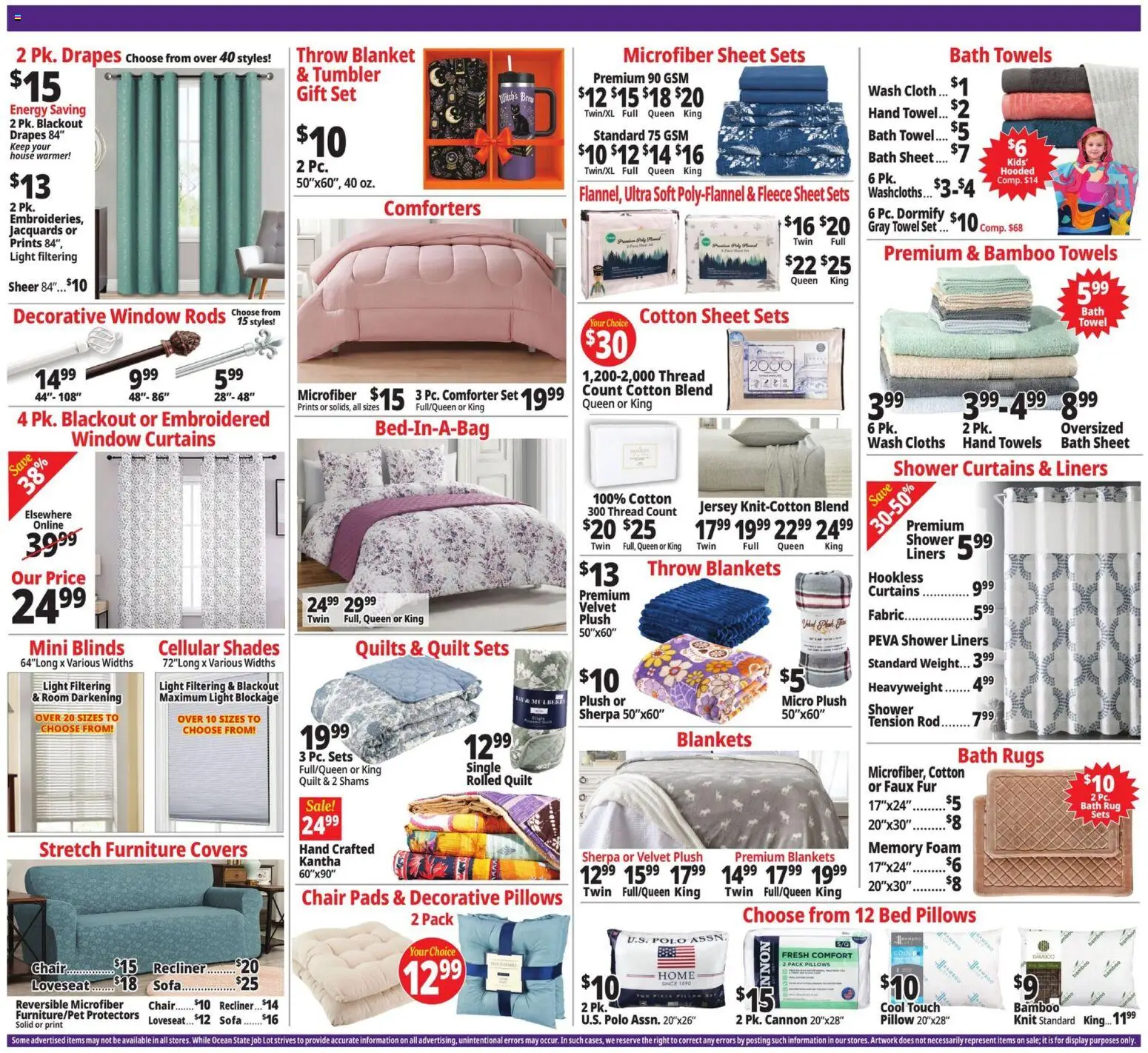 Ocean State Job Lot Weekly Ad - MA - valid from 09/17/2026 | Page: 4 | Products: Pillow, Shower, Recliner, Quilt