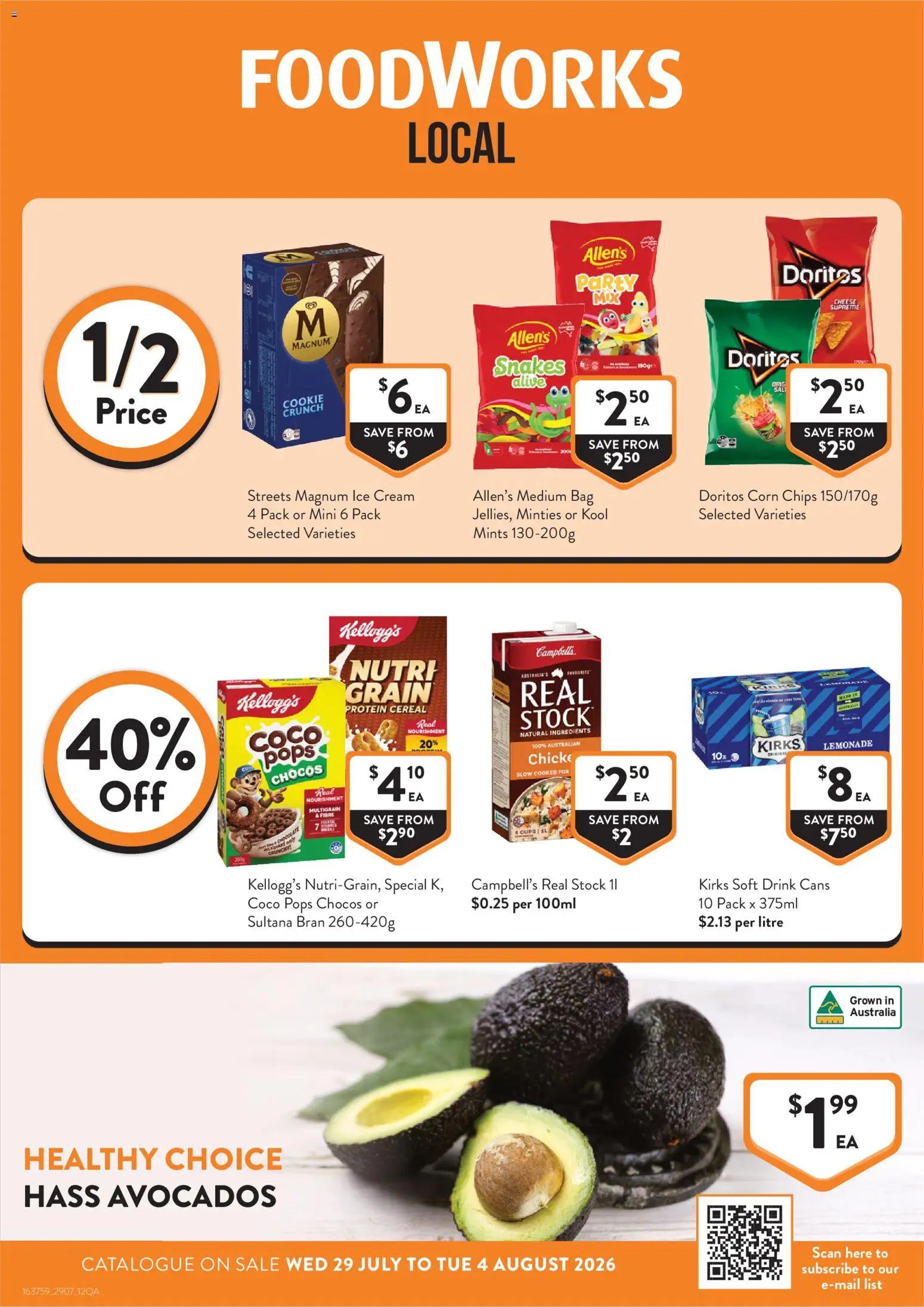 Foodworks catalogue - valid from 29/07/2026 | Page: 1 | Products: Cups, Chocolate, Ice cream, Bag