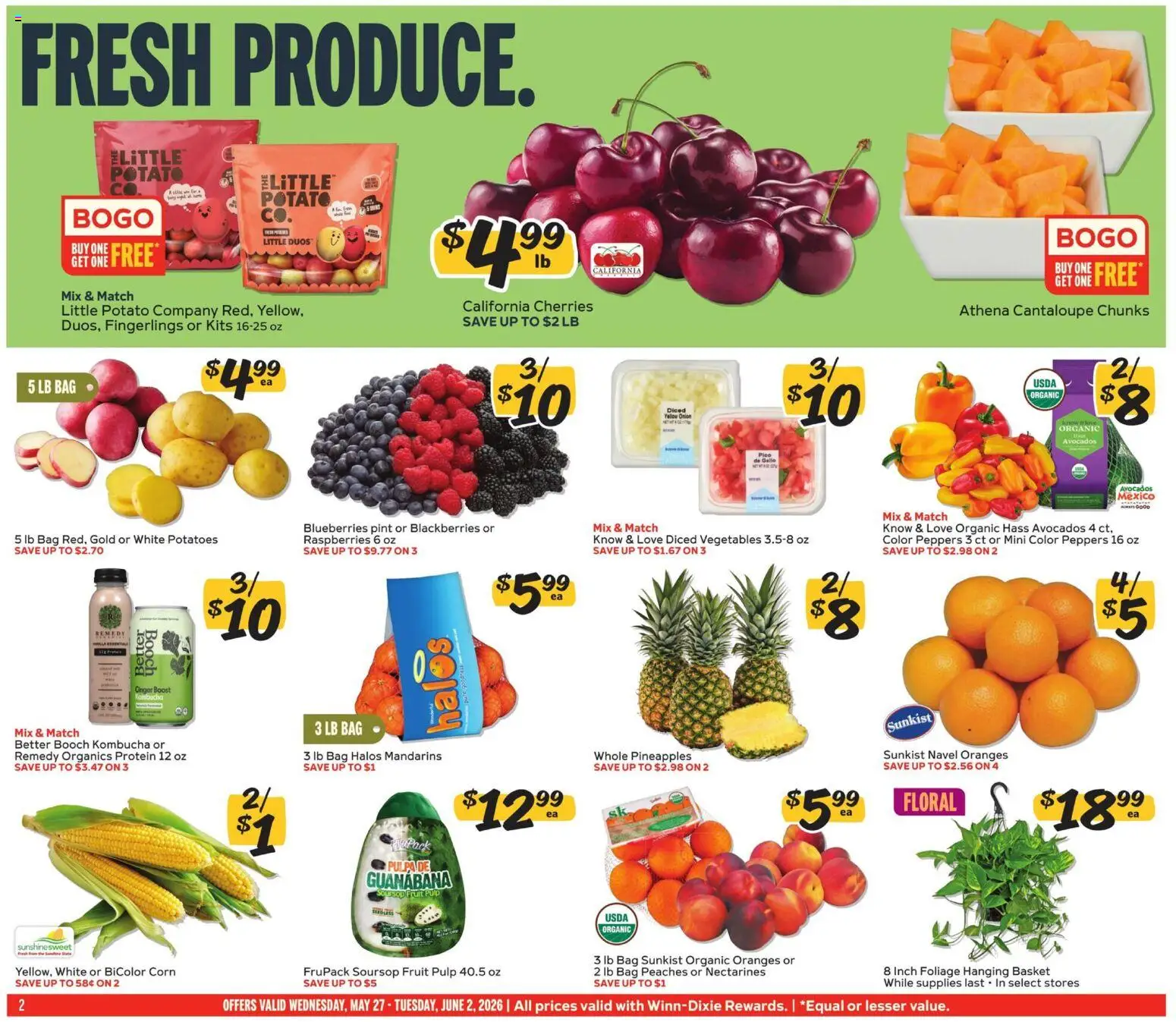 Winn Dixie Weekly Circular - GA - valid from 27.05.2026 | Page: 2 | Products: Corn, Cherries, Potatoes, Onion