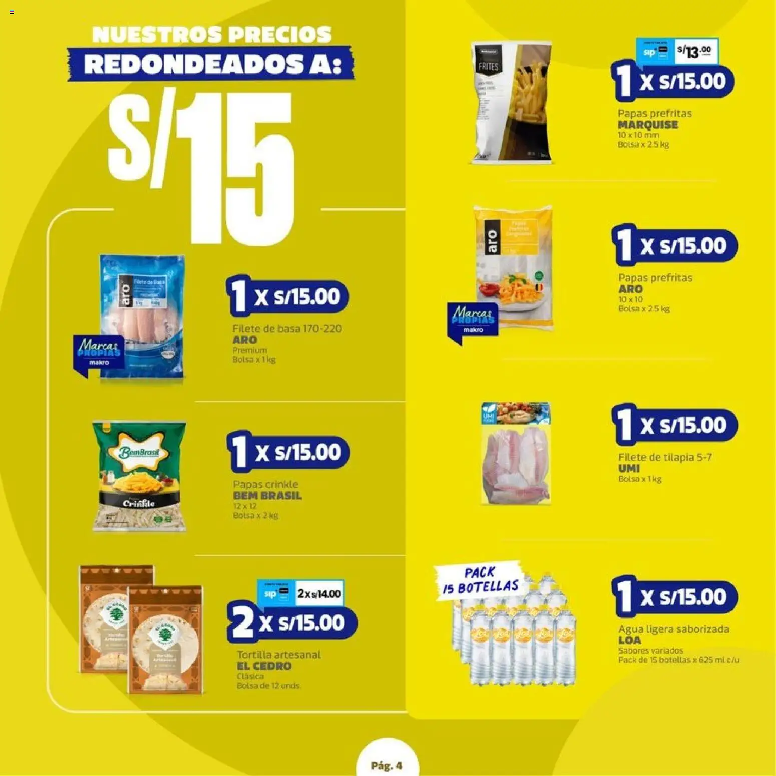 Catálogo Makro válido desde 27/08/2026 | Página: 4 | Productos: Filete, Bolsa, Agua, Tilapia