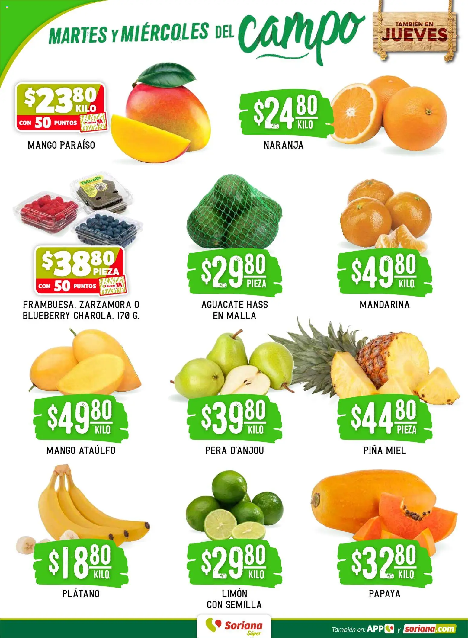 Nuevas ofertas de Soriana válidas en toda la República Mexicana desde el 05.05.2026. ¡Encuentra las mejores ofertas en Soriana Martes y Miércoles del Campo Súper: Saltillo y Torreón! | Página: 2 | Productos: Limón, Mango, Aguacate, Malla
