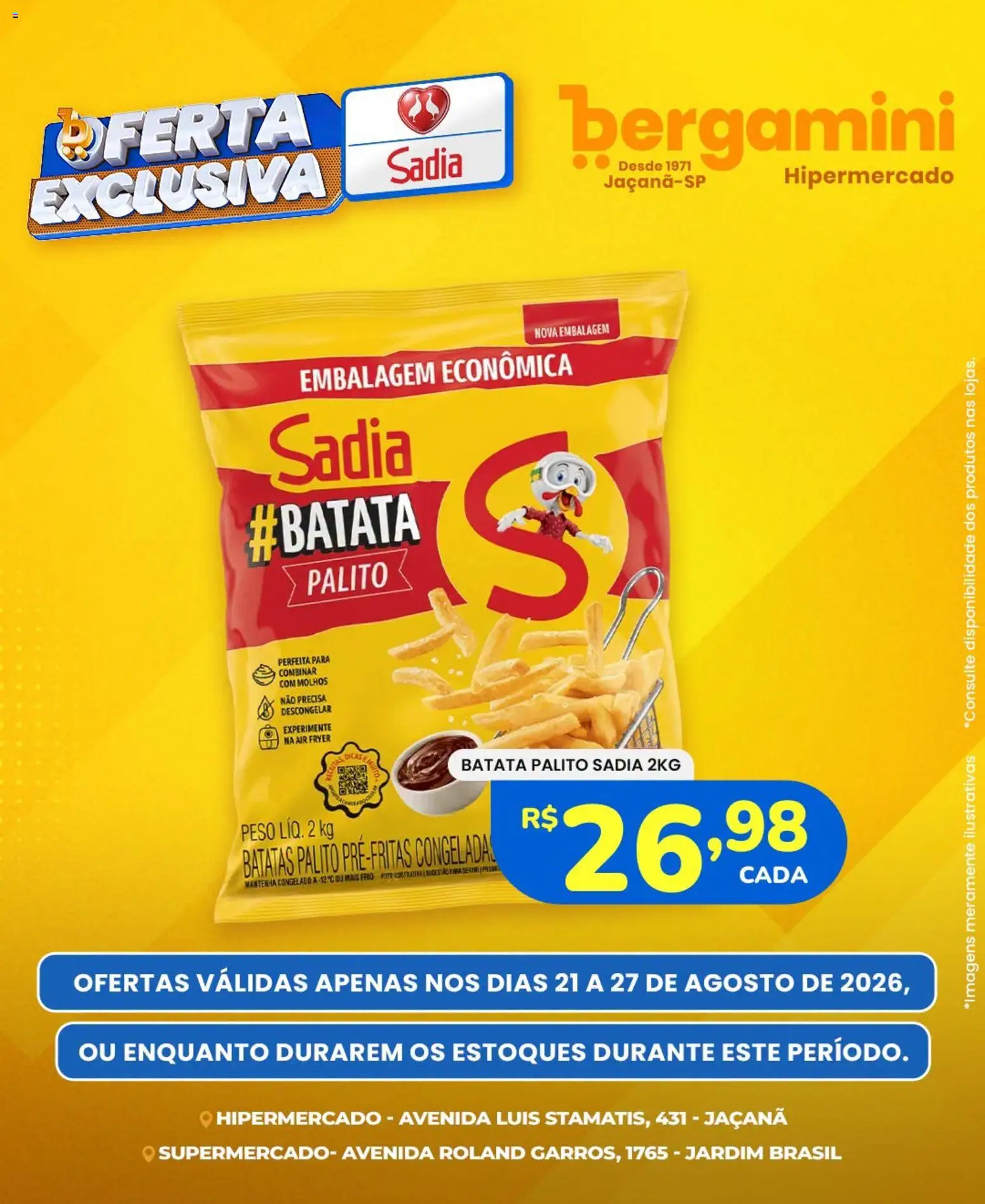 Supermercado Bergamini Folheto - válido de 21/08/2026 | Página: 2 | Produtos: Batatas, Air fryer, Batata, Molhos
