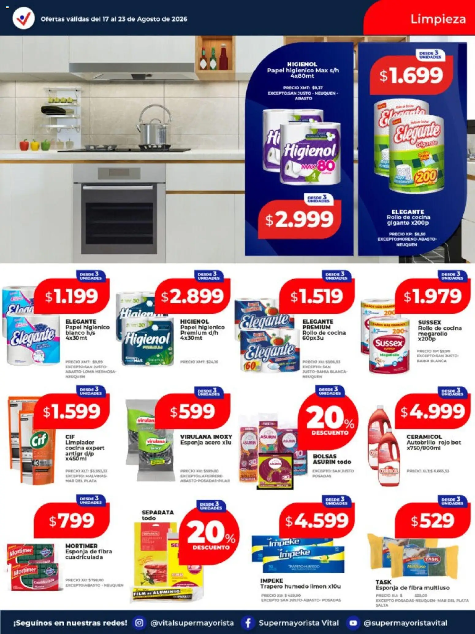Vital - Ofertas │ válido desde el 17/08/2026 | Página: 13 | Productos: Papel higiénico, Cocina, Limón, Esponja