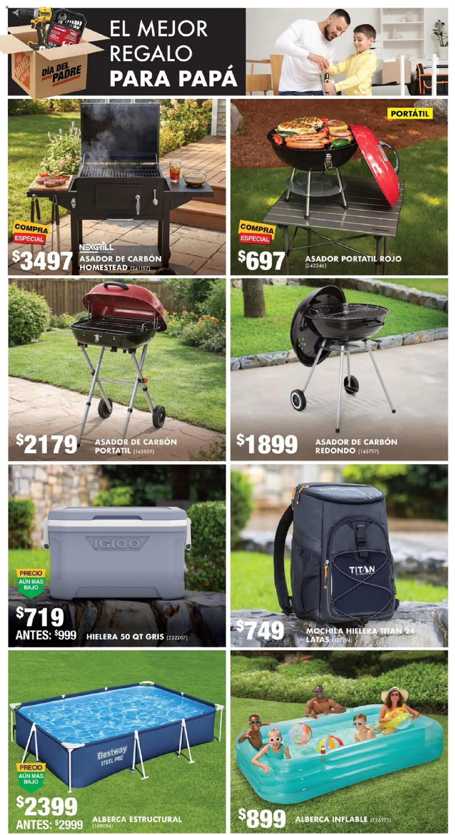 Nuevas ofertas de Home Depot válidas en toda la República Mexicana desde el 14.05.2026. ¡Encuentra las mejores ofertas en Home Depot catálogo! | Página: 5 | Productos: Papa, Mochila, Hielera