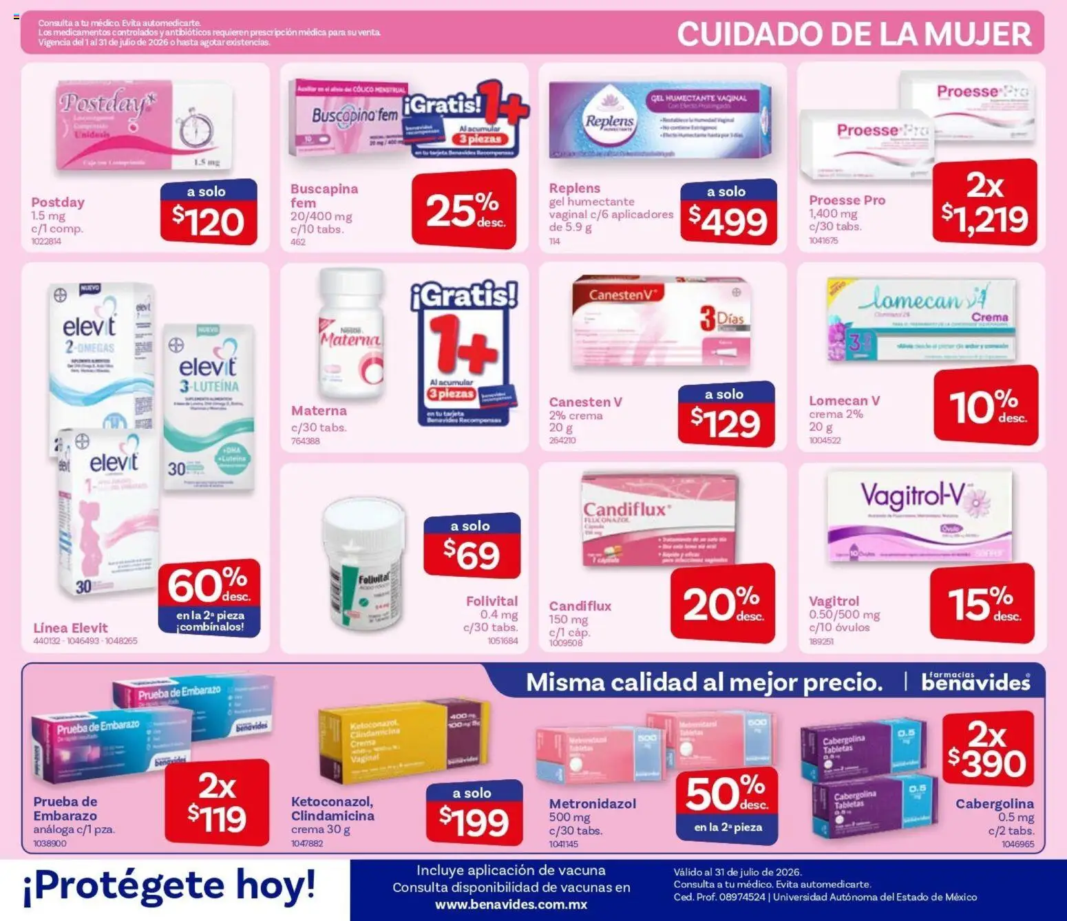 Nuevas ofertas de Farmacia Benavides válidas en toda la República Mexicana desde el 01/07/2026. ¡Encuentra las mejores ofertas en Farmacia Benavides catálogo! | Página: 11