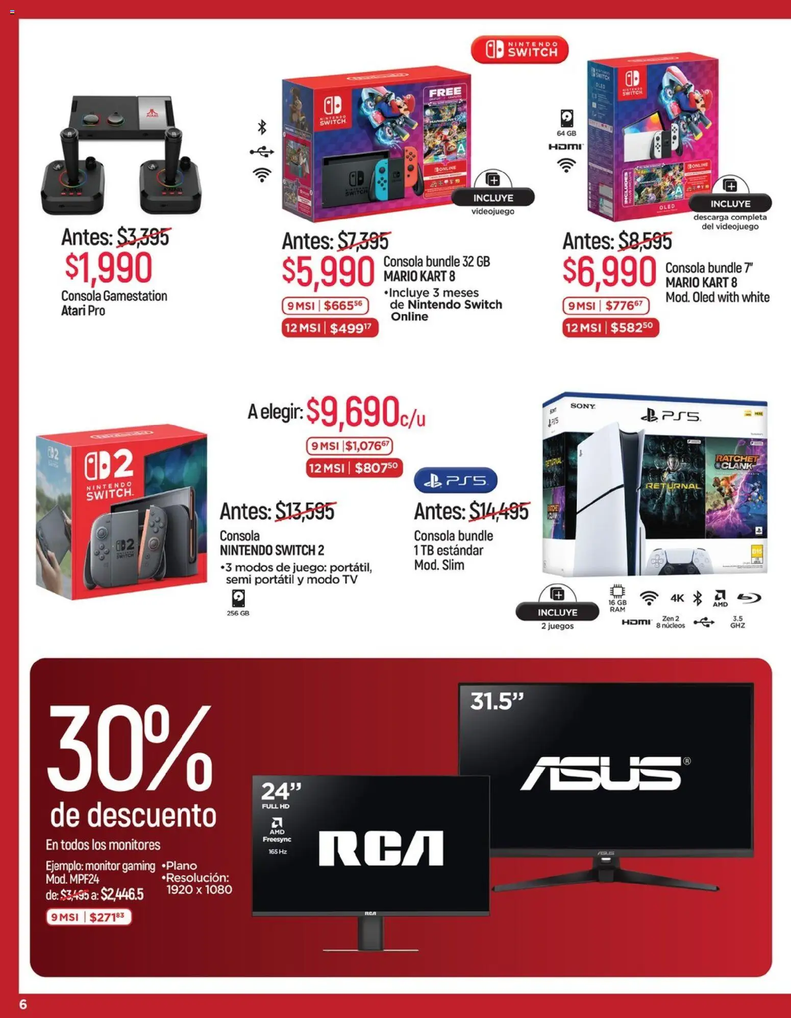 Nuevas ofertas de Chedraui válidas en toda la República Mexicana desde el 15.05.2026. ¡Encuentra las mejores ofertas en Chedraui folleto LLevarte más ! | Página: 6 | Productos: Monitor, Juego