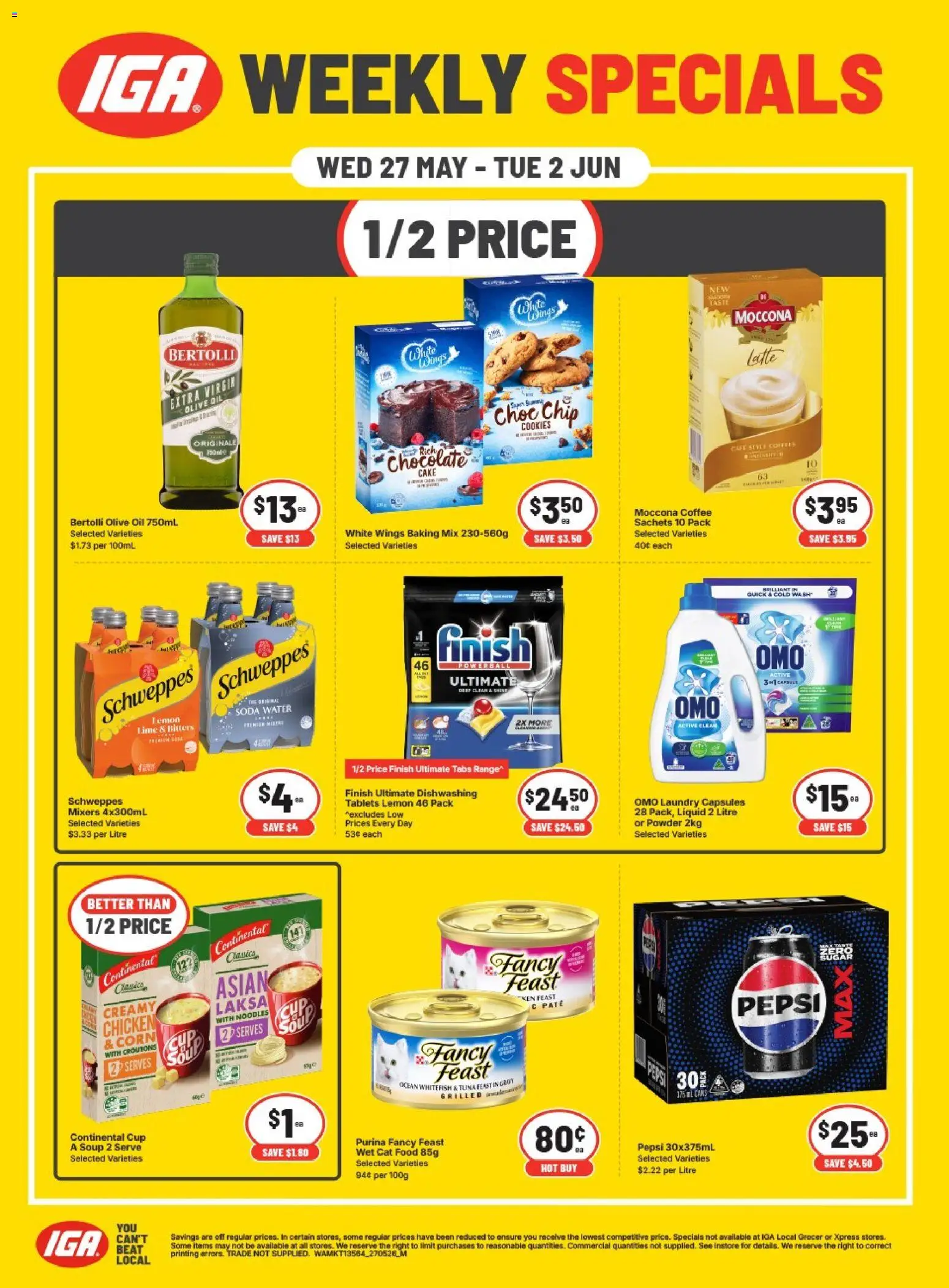 IGA catalogue - valid from 27.05.2026 | Page: 1 | Products: Chocolate, Noodles, Moccona, Tablets
