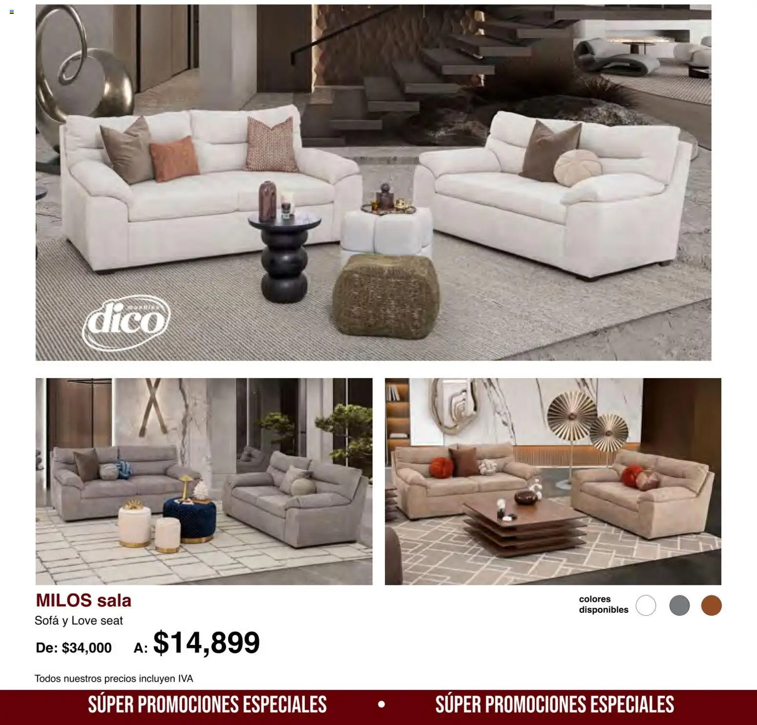 Nuevas ofertas de Muebles Dico válidas en toda la República Mexicana desde el 01/08/2026. ¡Encuentra las mejores ofertas en Muebles Dico catálogo Medio año, medio precio! | Página: 4 | Productos: Sofá, Sala