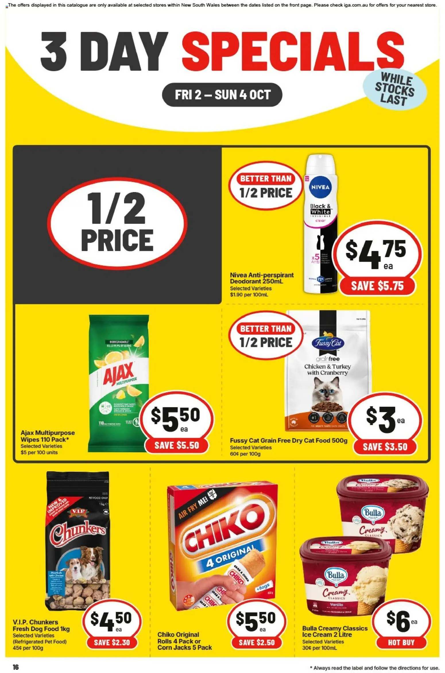 IGA catalogue - valid from 02/10/2026 | Page: 4 | Products: Food, Antiperspirant, Ice, Multipurpose