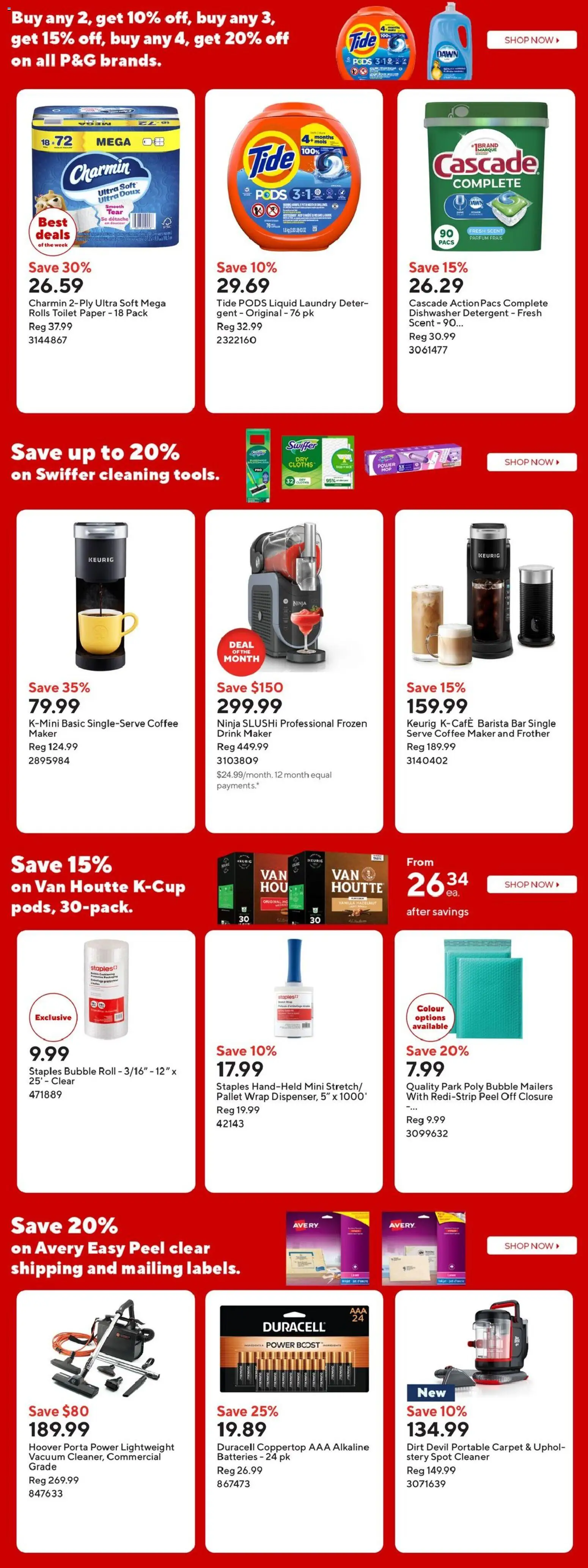Staples flyer valid from 08.05.2026 | Page: 14 | Products: Dishwasher, Coffee maker, Carpet, Coffee